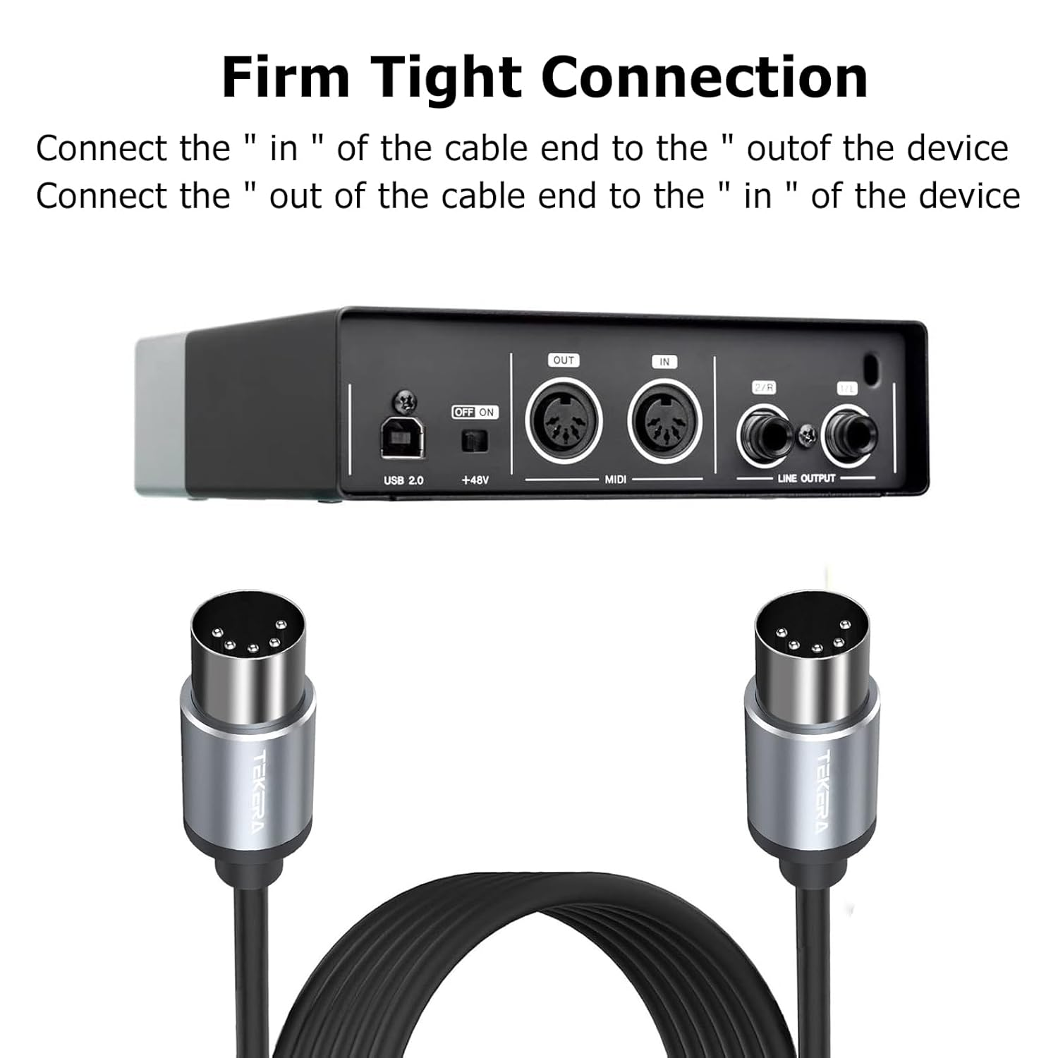 TEKERA MIDI Cables, 2M Male to Male 5-Pin MIDI Cable, Perfect for Keyboard Synth, External Sound Card, MIDI Keyboard, Rack Synth, Sampler, Sound Source and Other Music Gear, PA3568 image number 4