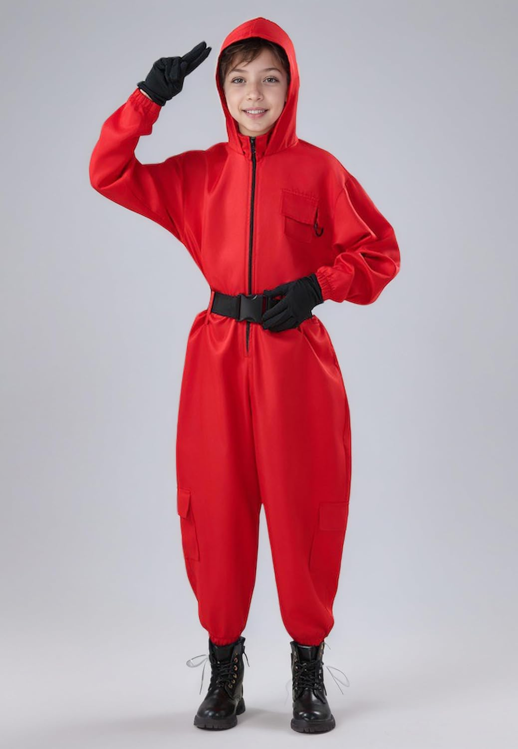 Red Jumpsuit Kids Carnival Casual Suit Set Halloween Cosplay Costume for Kids image number 4