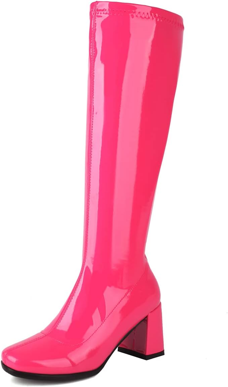 Galindopia Women Gogo Boots Black Knee High 70S Boots