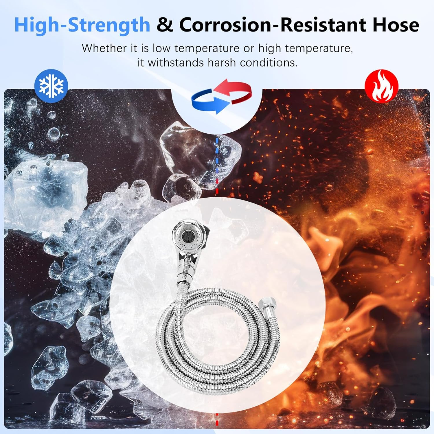 ZKDAUSDO 1/2" Nut Shampoo Bowl Hose Sprayer Kit with Stainless Steel Salon Sink Hose Replacement for Beauty Salon Barber Shop Faucet Vacuum Breaker Kit, Dual-Mode Shampoo Bowl Sprayer Head image number 5