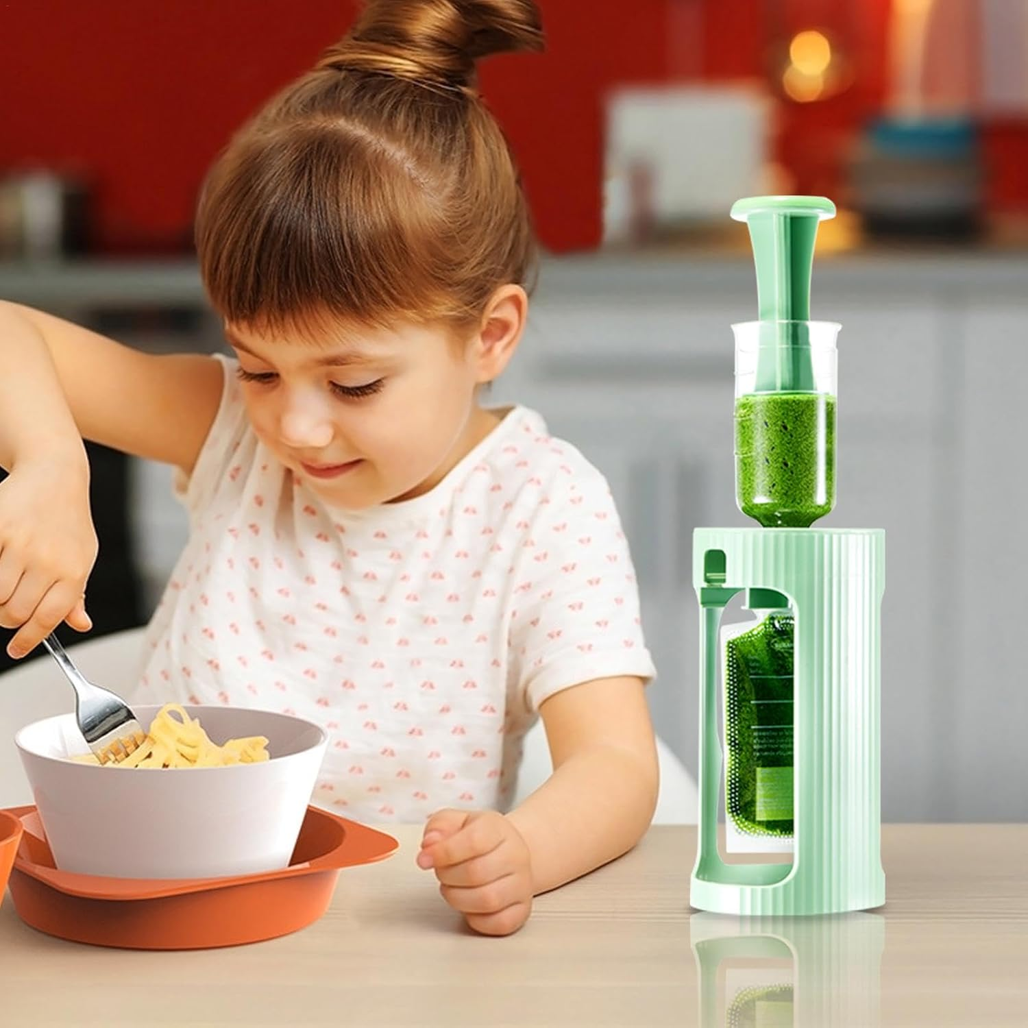 No Squeeze Pouch Holder, Small Portable Puree Squeezer, Reusable Food Pouches Refillable Kit, Portable Small Fruit Squeeze Puree Filler for Homemade Kids Food image number 4