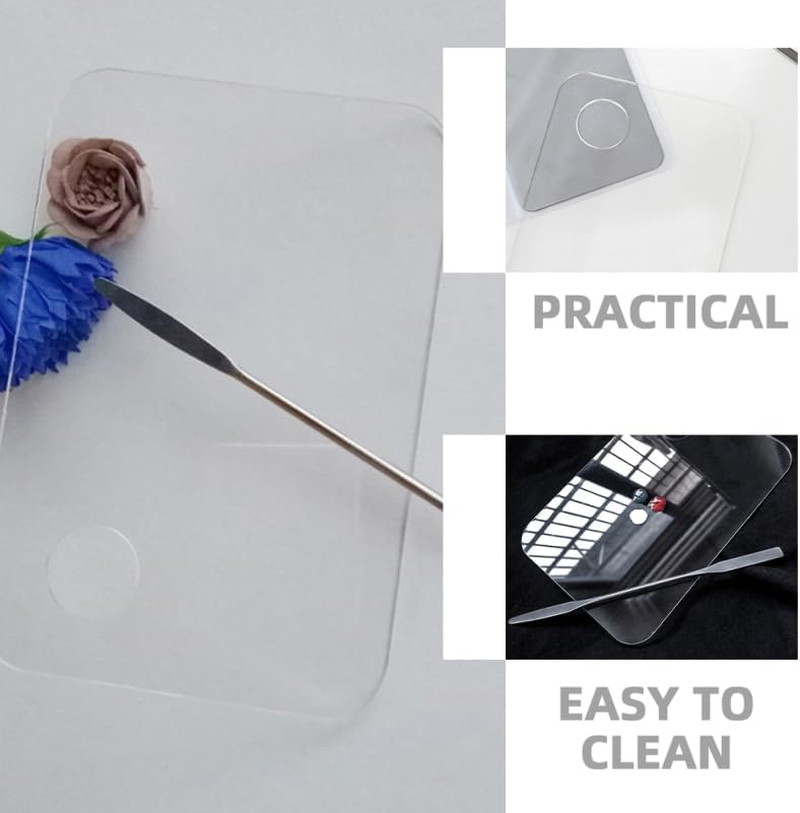 Healvian 4Pcs Makeup Mixing Palette with Spatula Portable Acrylic Makeup Foundation Eyeshadow Tray image number 5