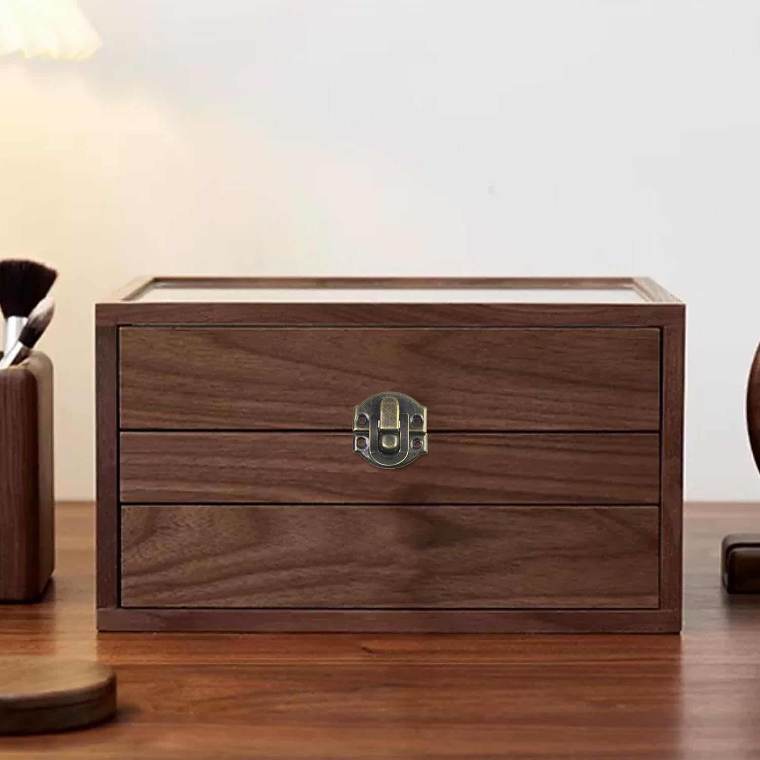 Geesatis 20 PCS Antique Bronze Hasp Latch Lock Buckle Hardware for Jewelry Boxes Metal Clip Clasp Vintage Hardware Latch Buckle with Mounting Screws, Bronze, Small image number 3