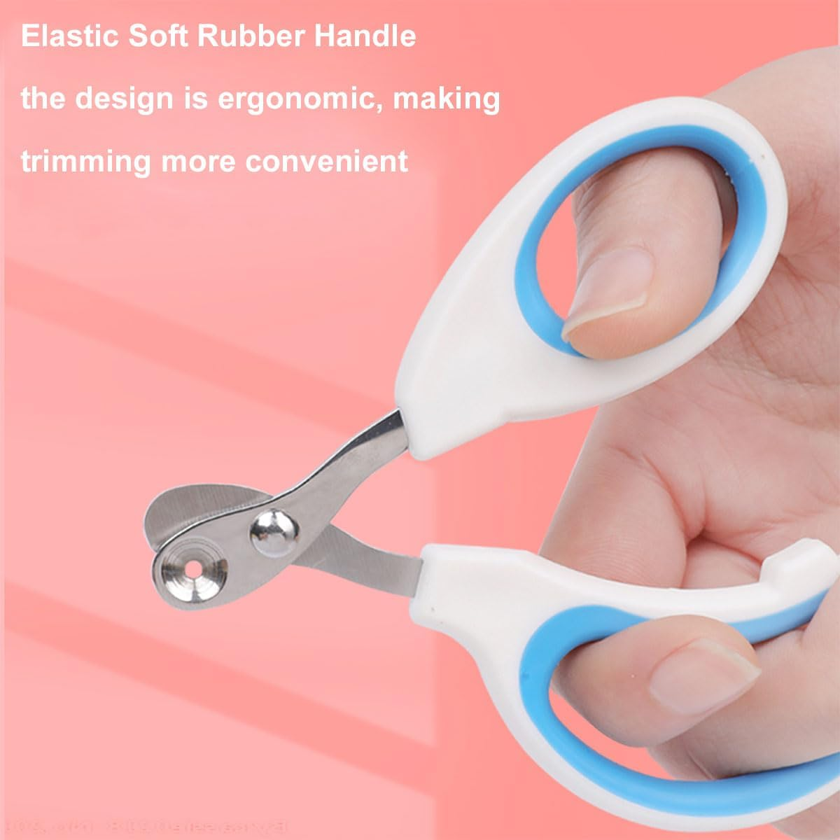 Toulifly Cat Claw Scissors, Stainless Steel Cat Nail Clippers, Nail Scissors for Kittens, Safety Double Circular Hole Pets Cat Nail Scissors, for Beginners, Blue, 2 Pieces image number 3