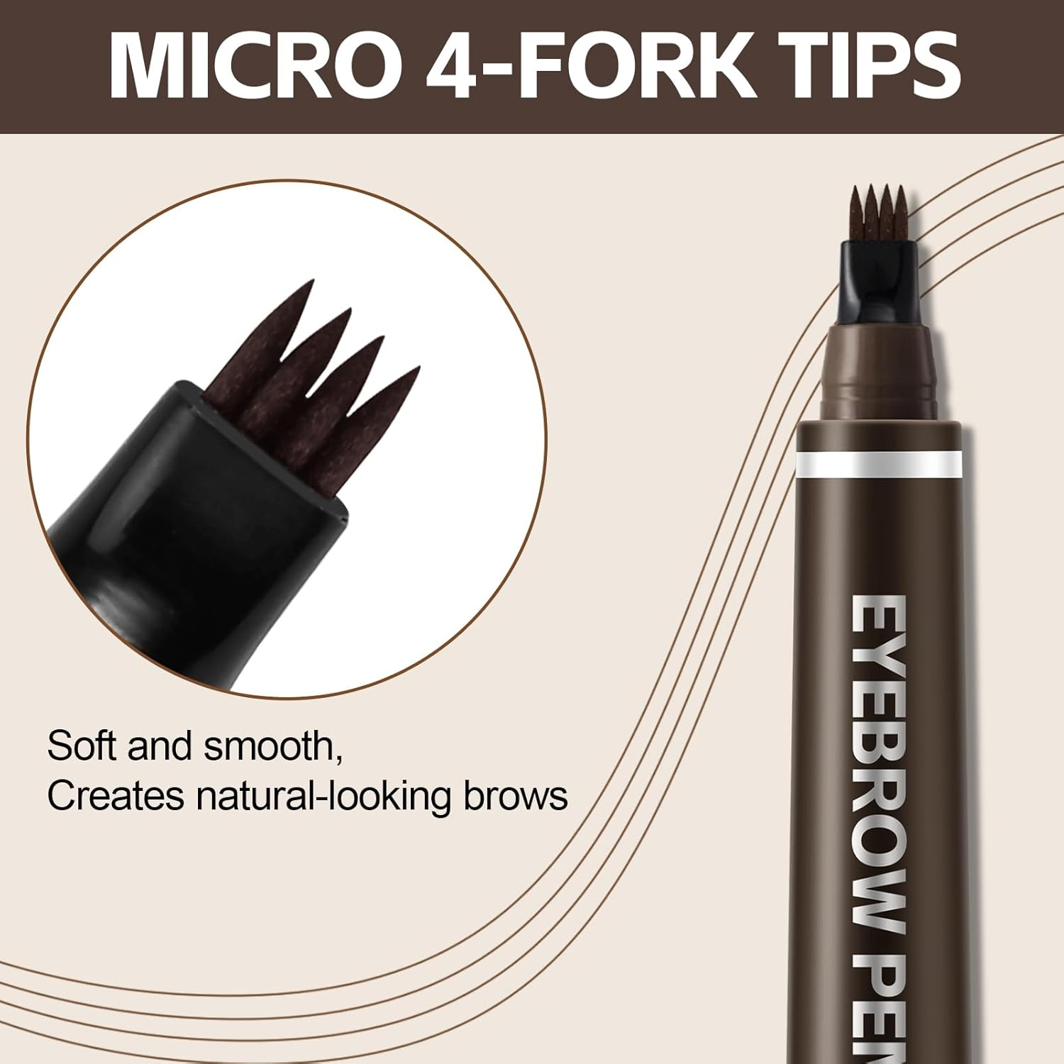 Apooliy Microblading Eyebrow Pen,Waterproof Eyebrow Pencil with Micro 4-Fork Tip,Long Lasting Eye Brow Pen & Clear Brow Gel Set,Eye Makeup Pencil for Women,Dark Brown