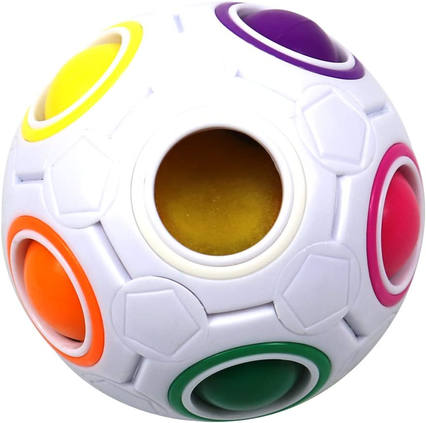 Fidget Ball,Spherical Magic Cube Rainbow Ball Cube Puzzle Brain Teasers Fidget Educational Toy (White) image number 5