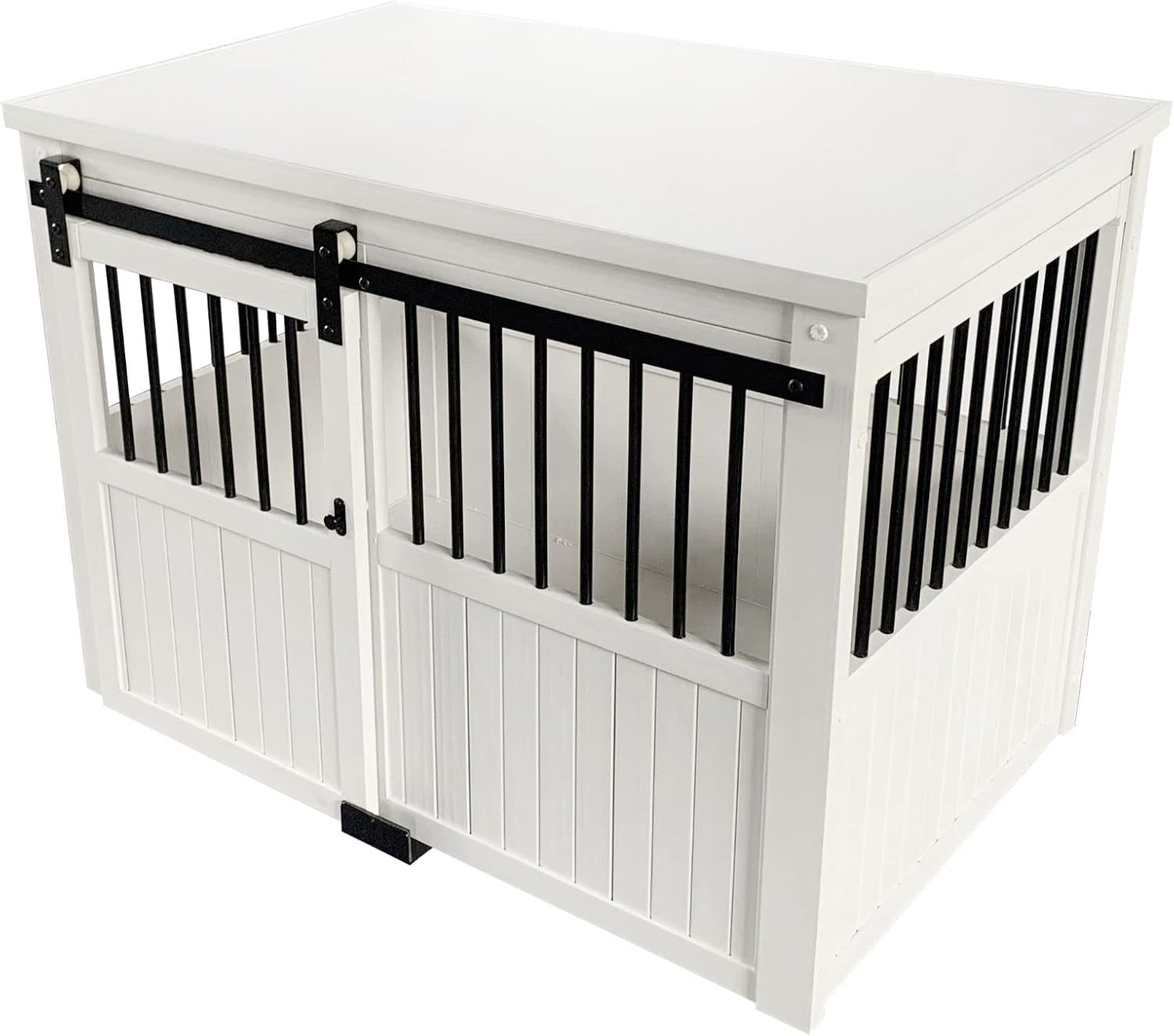 ECOFLEX&reg; Homestead Sliding Barn Door Furniture Style Dog Crate -Antique White image number 6