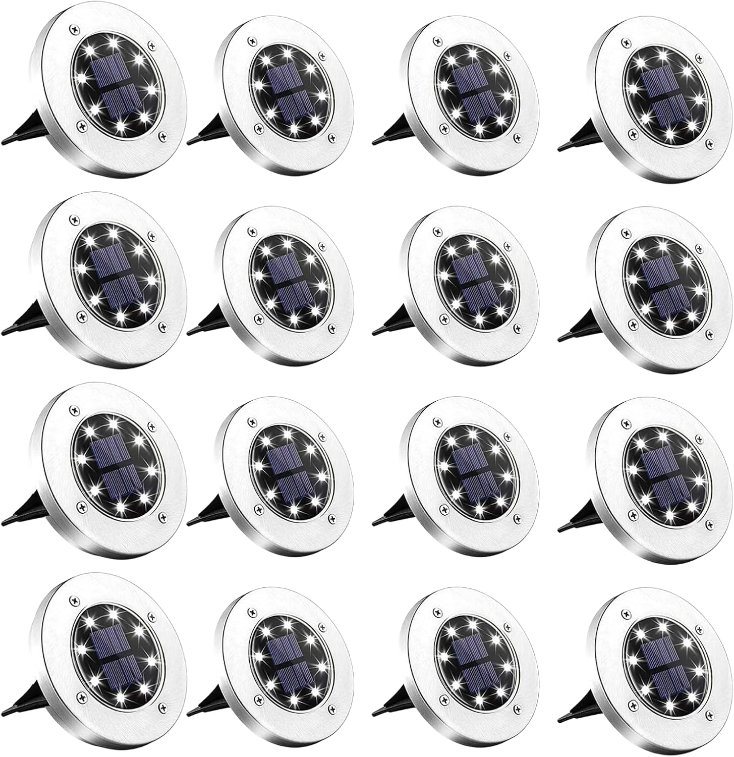 Solar Powered LED Buried Inground Recessed Light Garden Outdoor Solar Ground Lights, Waterproof Outdoor Light Landscape Lights for Pathway, Yard, Deck, Lawn, Patio, Walkway | Warm White | 4 Pieces