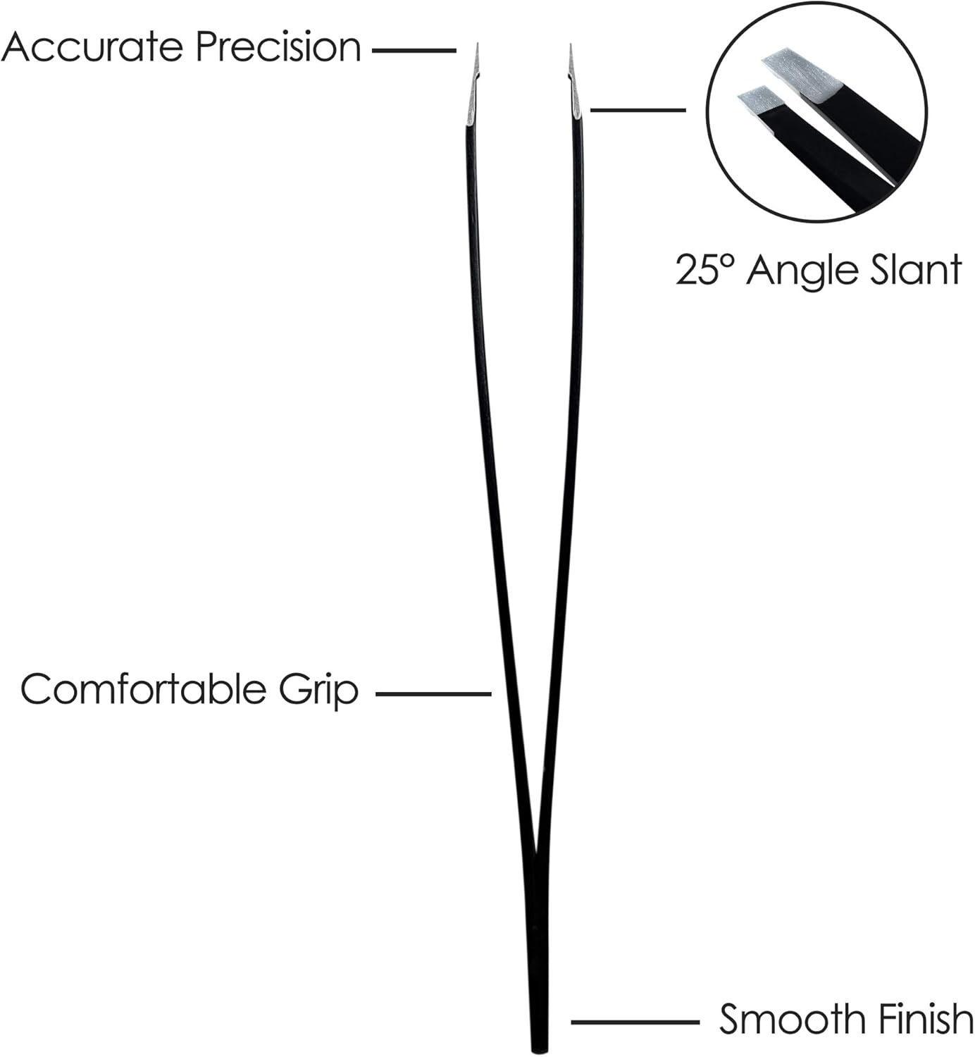 TRIXES Tweezers - Slant Tip - Stainless Steel - Matte Black image number 1