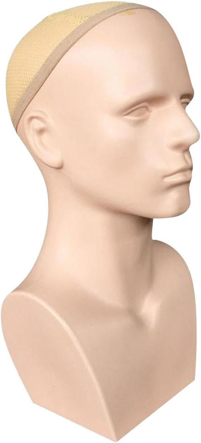 "Abbraccia" Male Mannequin Head with Shoulders,Manikin Head Training Head Wig Display Stand for Hair, Hats, Makeup Practice Headphone, Skin