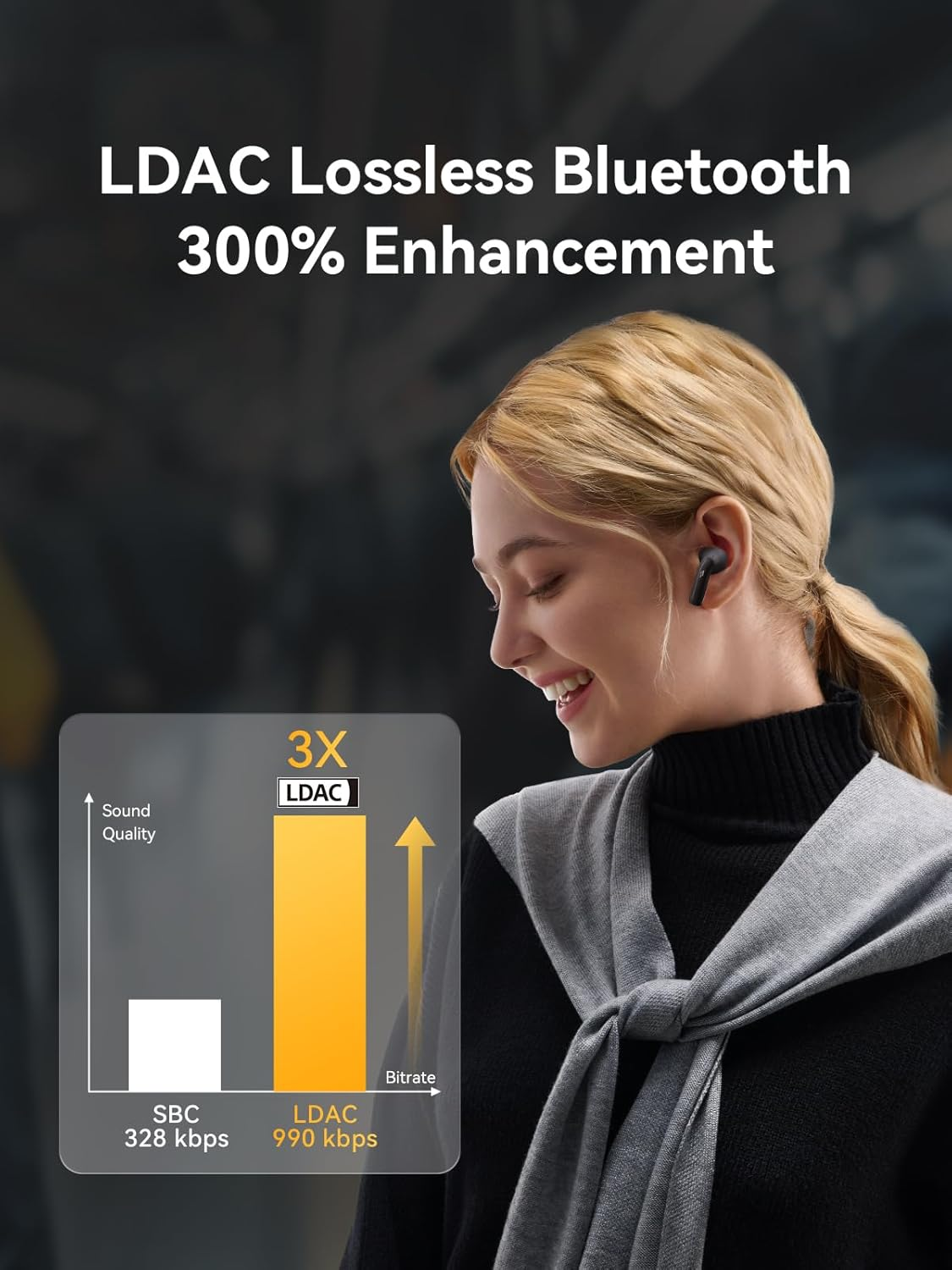 1MORE Q21 Wireless Earbuds, Noise Cancelling Headphones, Aerospace-Grade Driver, 4 MIC ENC for Crystal-Clear Calls, Dual-Device Connection, 6 EQ Presets, Bluetooth 5.4, IPX5, LDAC (Black)