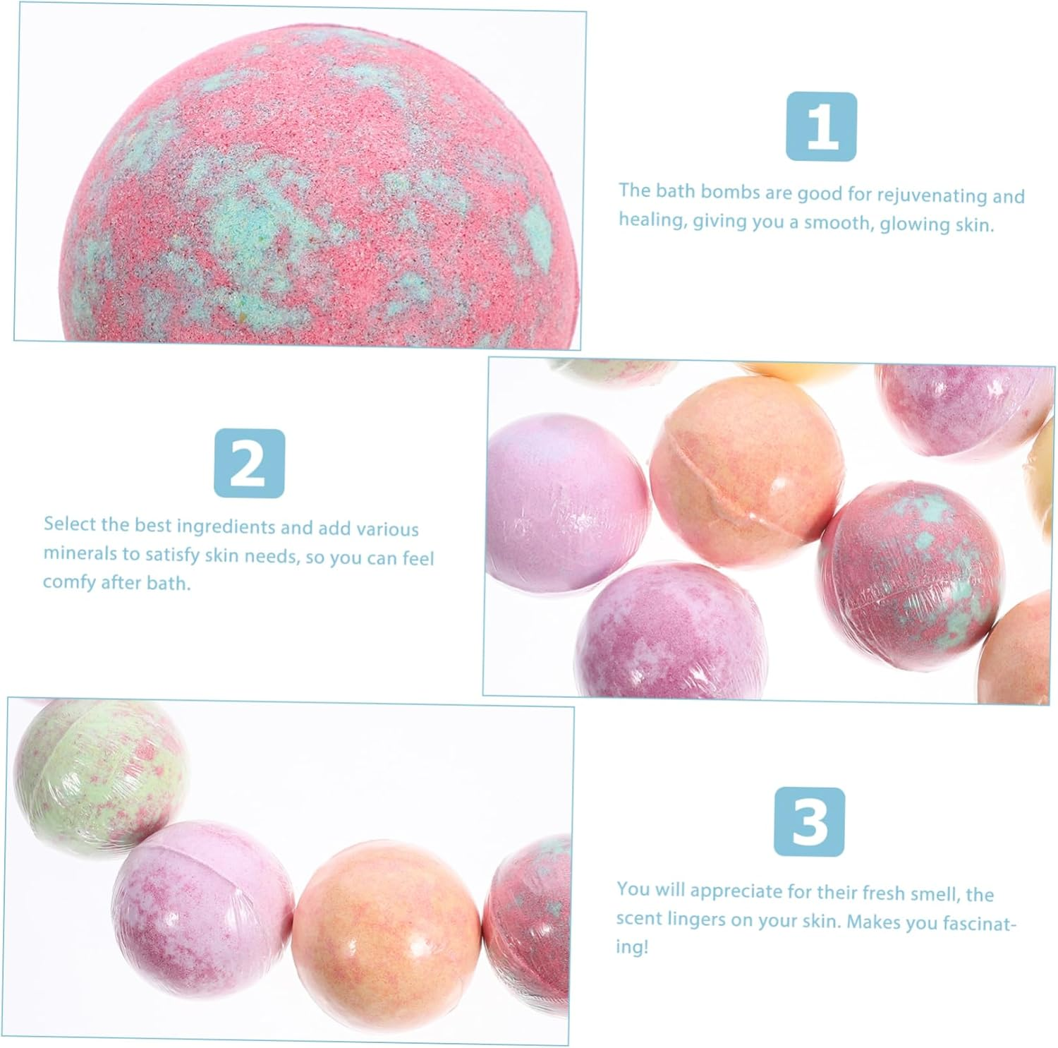 WOONEKY 12Pcs Colorful Spa Bath Salt for Relaxing Soaks Moisturizing Skin for Home and Travel Use for Mother Day image number 4