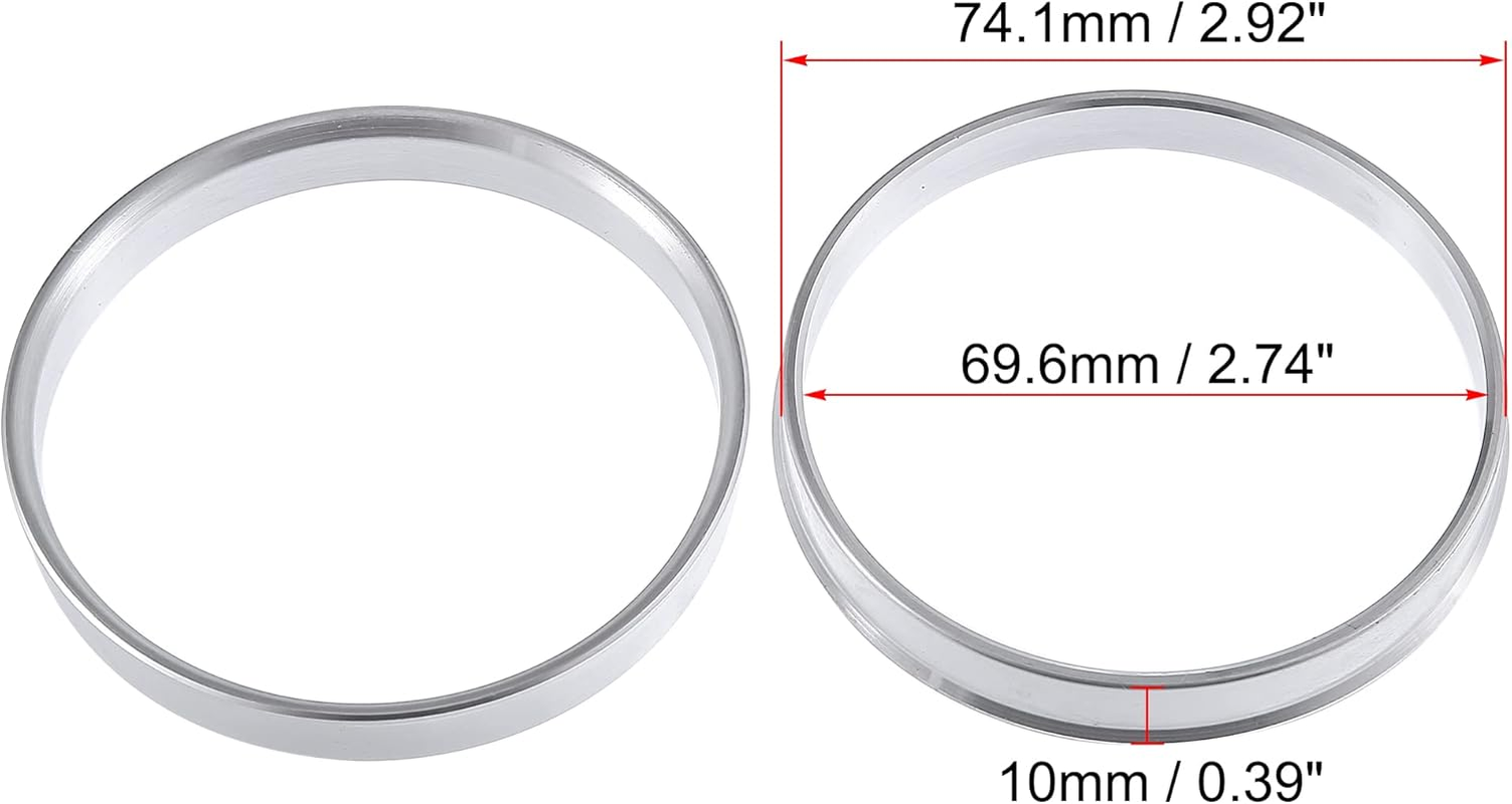 X AUTOHAUX 4Pcs OD 74.1Mm to ID 69.6Mm Aluminum Alloy Car Auto Hub Centric Rings Wheel Bore Center Spacer image number 5