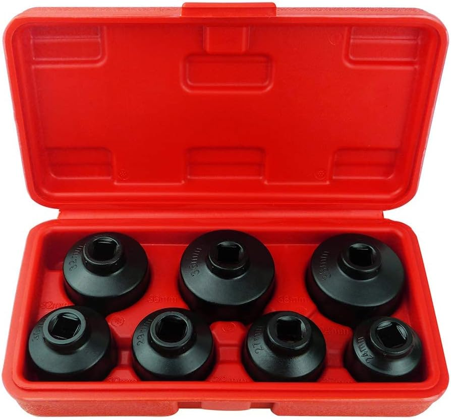 7-Piece Oil Filter Socket Set Includes 24Mm,27Mm,29Mm,30Mm,32Mm,36Mm,38Mm. Cap Wrench Tool Kit Compatible with Mercedes Benz, VW, BMW and so On image number 1