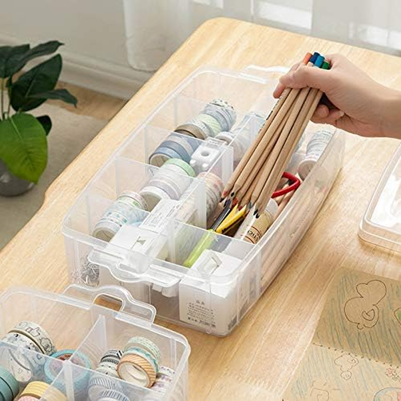 Sooyee 3-Layer Things & Crafts Storage Box with 30 Adjustable Compartments for Organizing Washi Tape, Embroidery Accessories, Threads Bobbins, Kids Toy, Nail Polish, Jewelry - Large image number 6