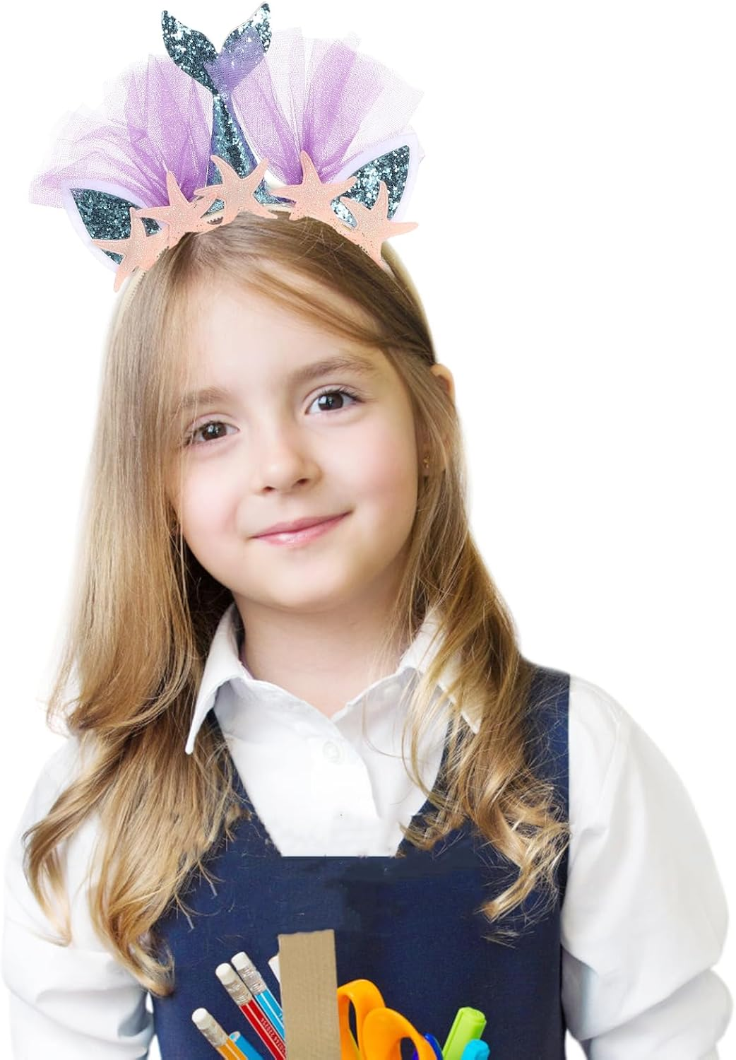 Healvian Glittering Mermaid Headbands Adorable Mesh Hair Headpiece Party Decoration for Kids (Random Style) image number 3