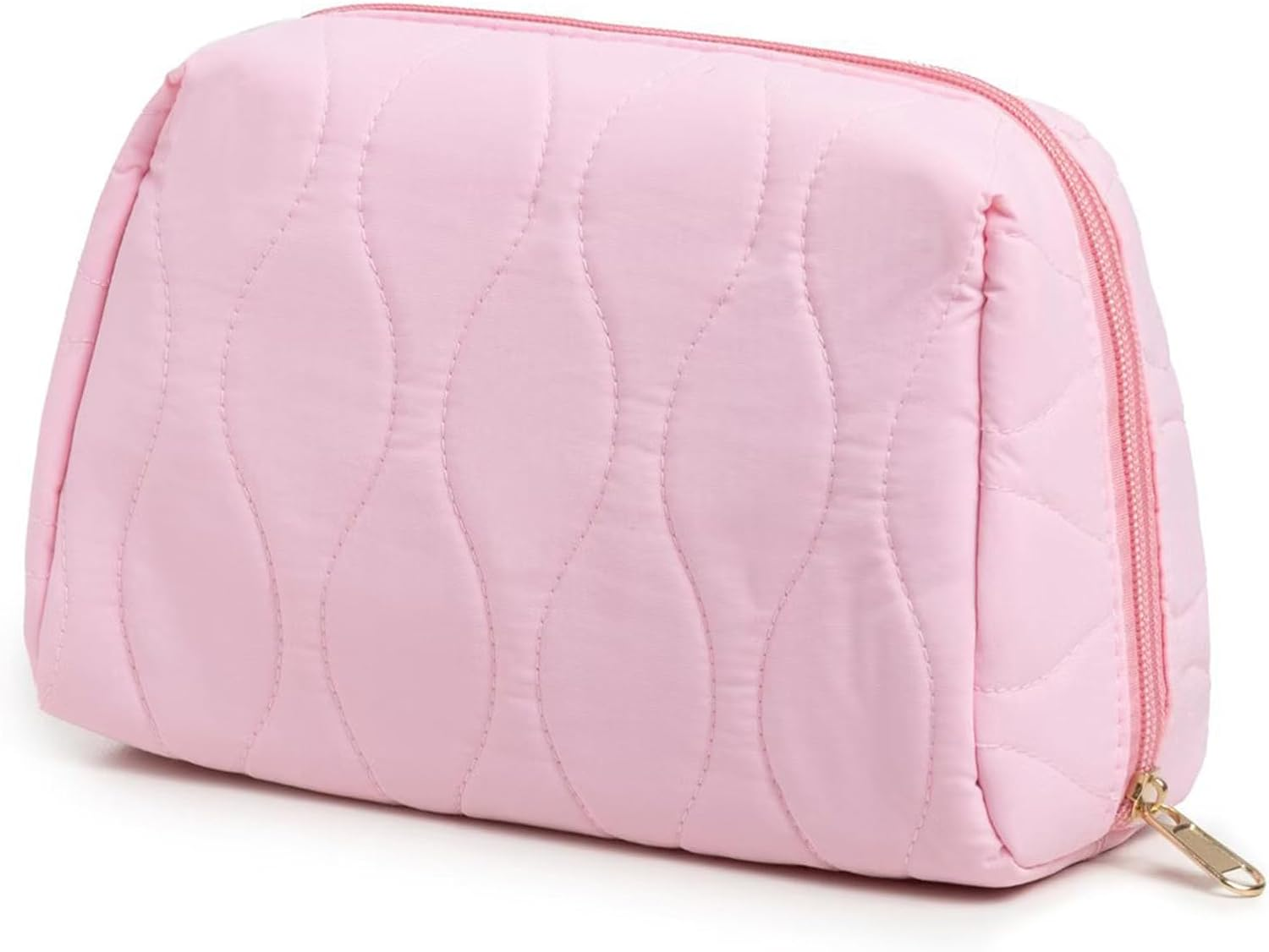 Makeup Bag, Travel Cosmetic Bag, Make up Organizer Case, Travel Toiletry Organizer, Wide-Open Pouch Purse, Cute Makeup Brushes Aesthetic Accessories Storage Bag for Women (Khaki)