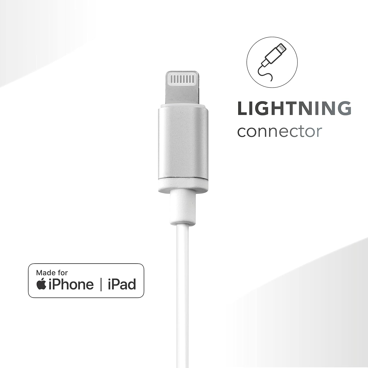 Music Sound Ergonomic Wired In-Ear Headphones with Lightning MFI Connection - White