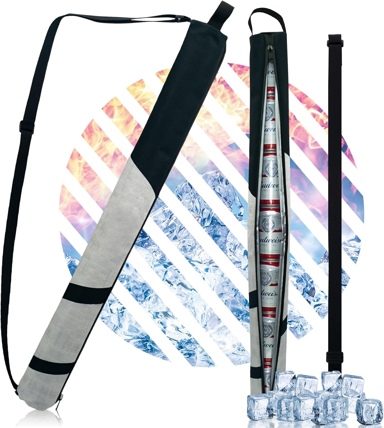 Custom Gray Golf Beer Sleeve, 7 Can Insulated Cooler Bag with Adjustable Shoulder Strap, Keeps Drinks Cool on the Course image number 5