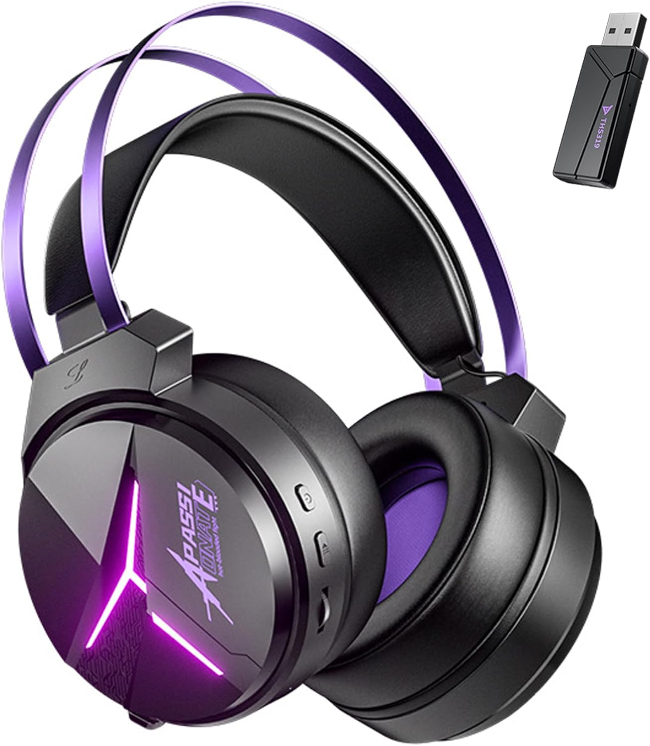 Unisonpet Gaming Headset for Pc,Laptop,Xbox, Ps4, Ps5, Switch,Noise Cancelling over Ear Headphones with Mic,Rgb Light, Soft Memory Earmuffs-Black Purple image number 5