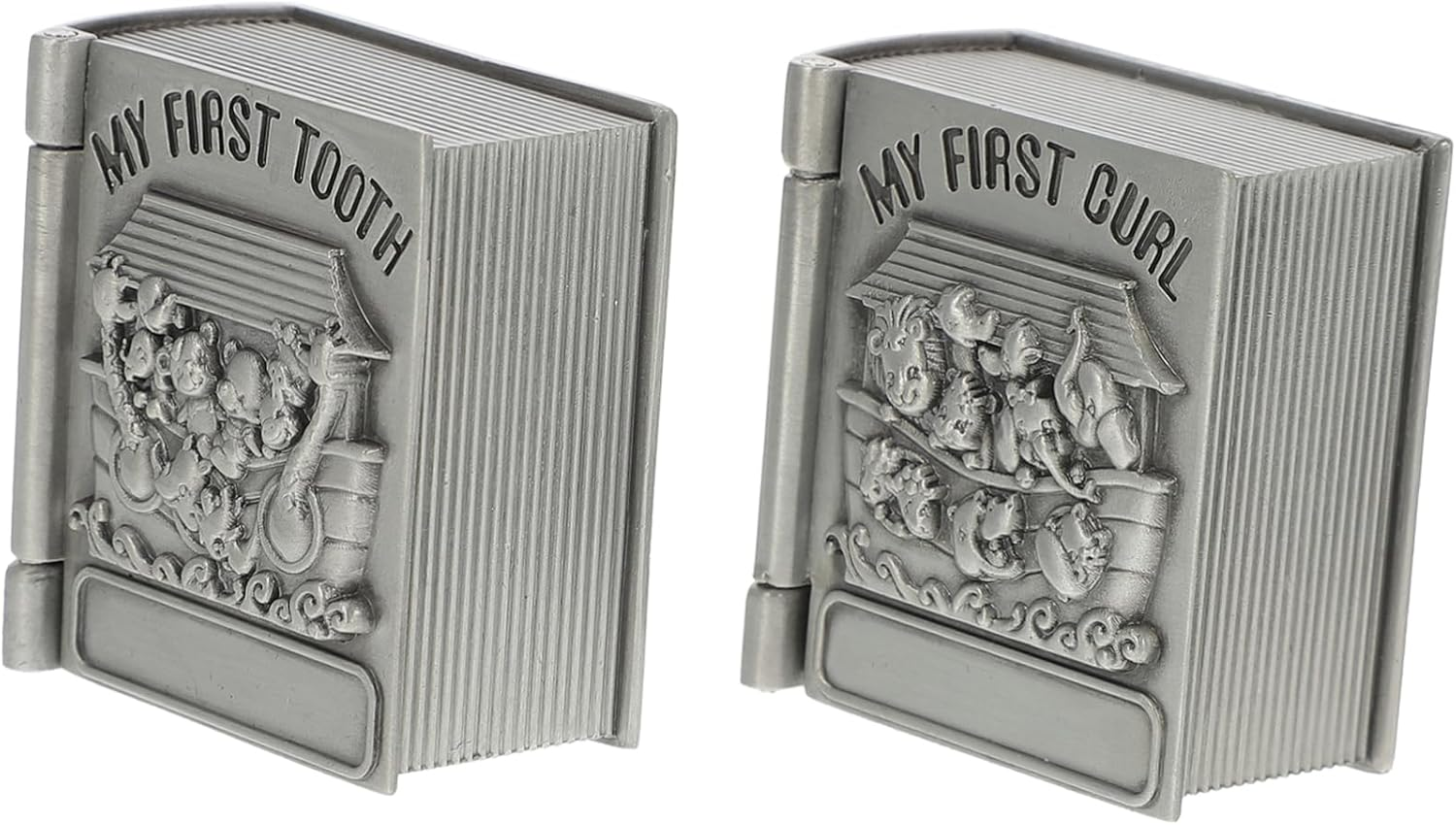 Toddmomy 2 Pcs Baby Teeth Keepsake Boxes Silver Tooth Storage Cases for Kids Retro Treasure Chest Design image number 5