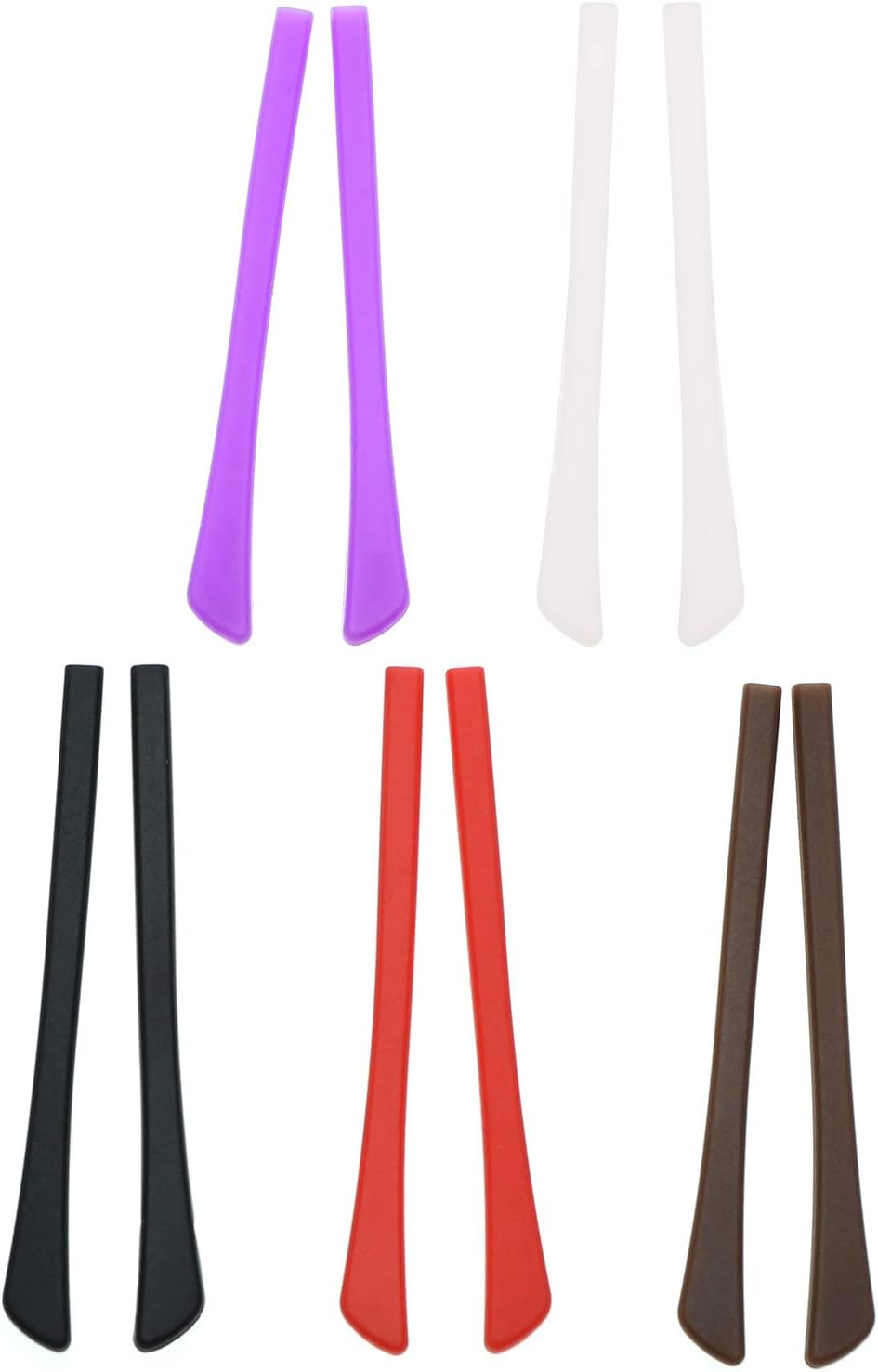 VGOL 10 Pairs Glasses Temple End Tips Colourful Anti-Slip Silicone Eyeglass End Tips Ear Sock Pieces Comfortable Replacements in Black/Brown/Red/White/Purple image number 2