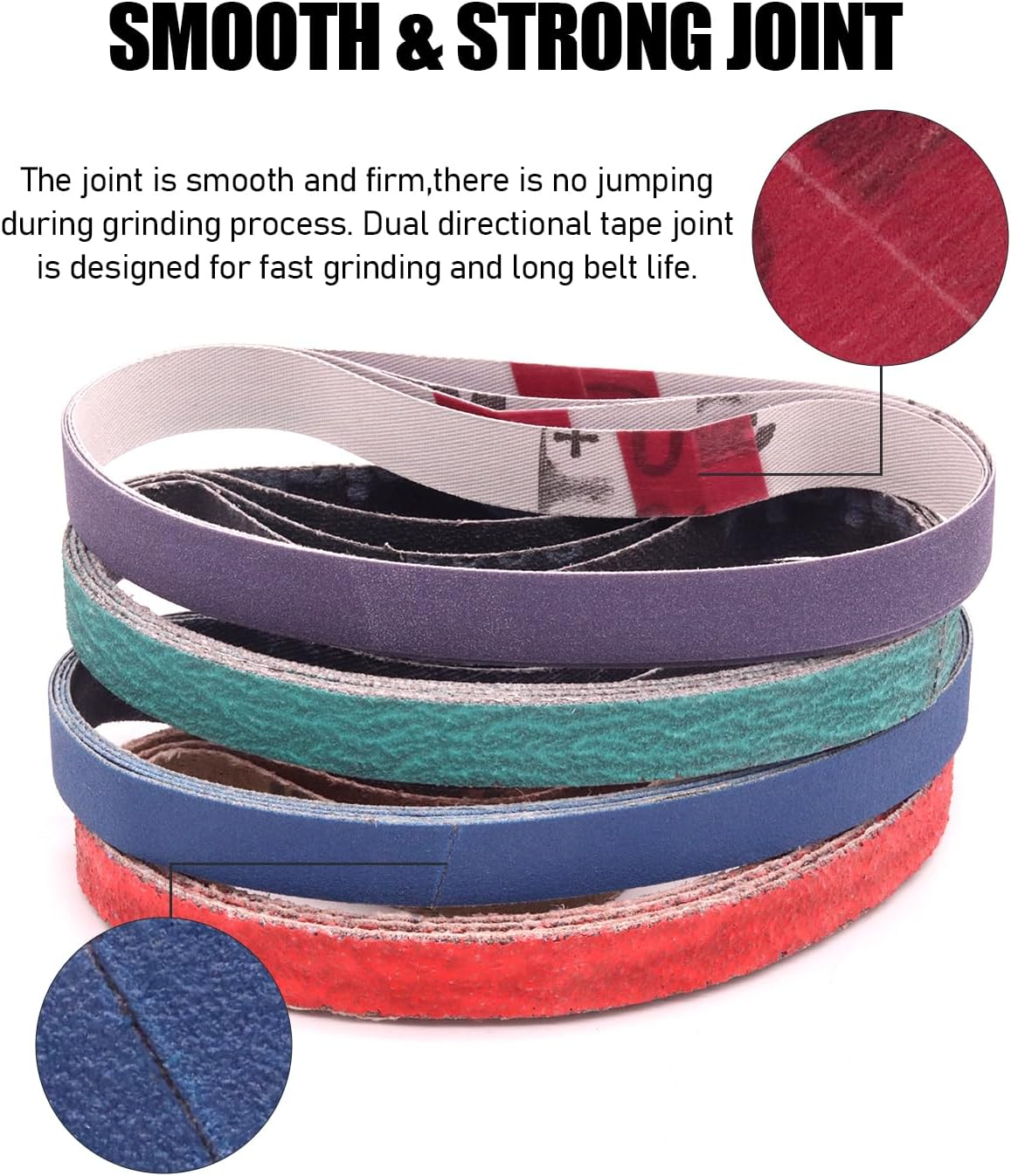 36 Pack 1/2" X 12" Replacement Knife Sharpener Sanding Belts for Official Work Sharp Knife & Tool Sharpener (WSKTS & WSKTS-KT/MK.1 & MK.2), 80/120/240/400/600/800/1000/2500/5000 Grit image number 2