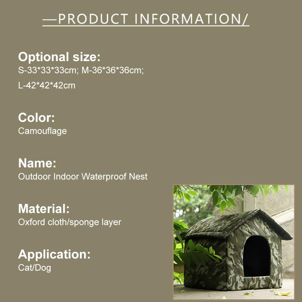 Outdoor Cat House, Stray Cat Dog House, Indoor and Outdoor Use, Wind and Rain Shield, Oxford Fabric, Waterproof and Moisture-Proof, Easy Installation, Long-Lasting Warmth S - S image number 4