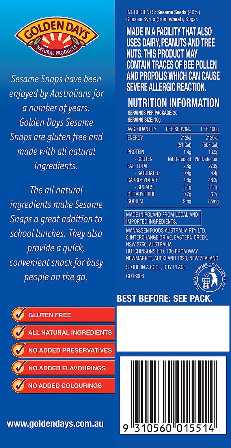 Golden Days Sesame Snaps 20 Pack, 20 Count image number 4