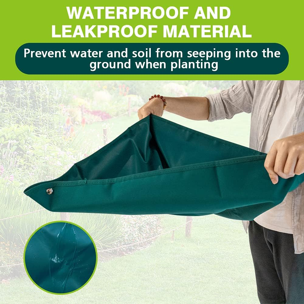 Berry&Bird Plant Repotting Mat Waterproof Transplanting Mats Indoor Succulent Potting Mat Foldable Gardening Mat Reusable Flower Potting Tarp (Green, 28.7 X 28.7'') image number 2