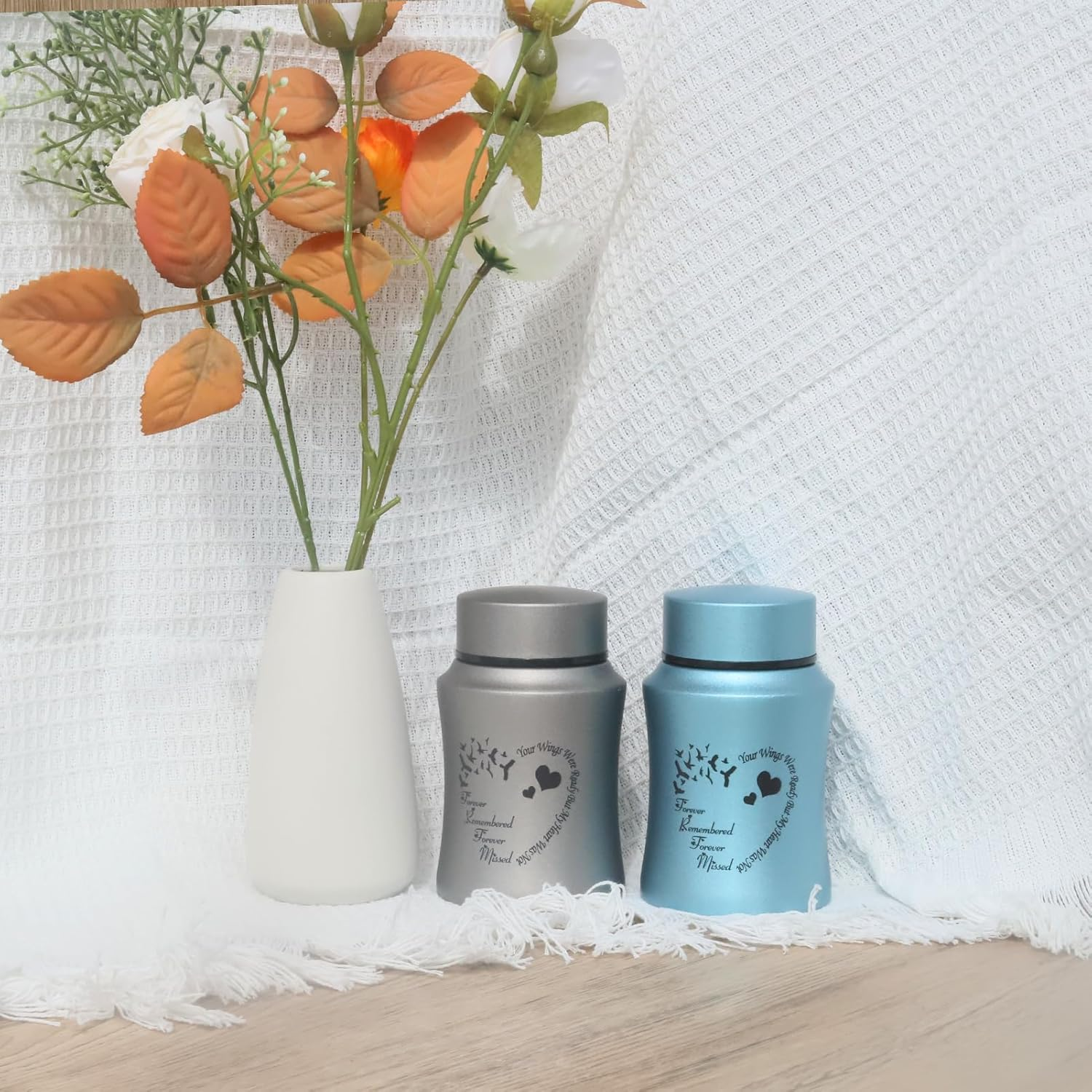 4.5 Inches High Small Urn for Human Ashes Stainless Steel Mini Cremation Urn Small Keepsake Urn Memorial Ashes Container-Blue