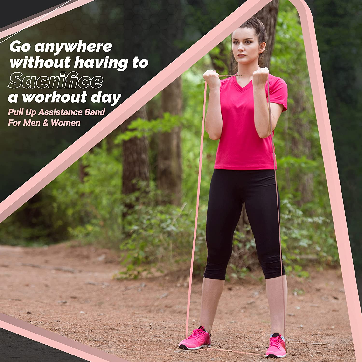 Physix Pull up Assistance Bands - Looped Resistance Bands, Workout Rubber Bands for Exercise HIIT Muscle Toning Stretching Powerlifting Physical Therapy Pilates Yoga (1 Band, W/Eguide) - Pink - (10Lbs-25Lbs) image number 3