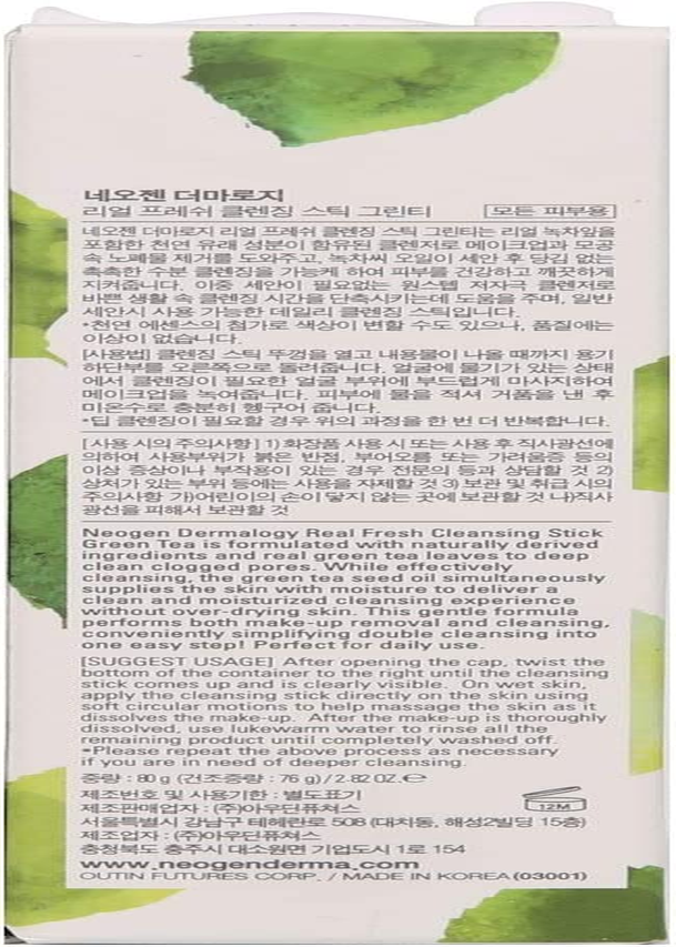 NEOGEN DERMALOGY REAL FRESH CLEANSING STICK GREEN TEA 2.82 Oz / 80G image number 1