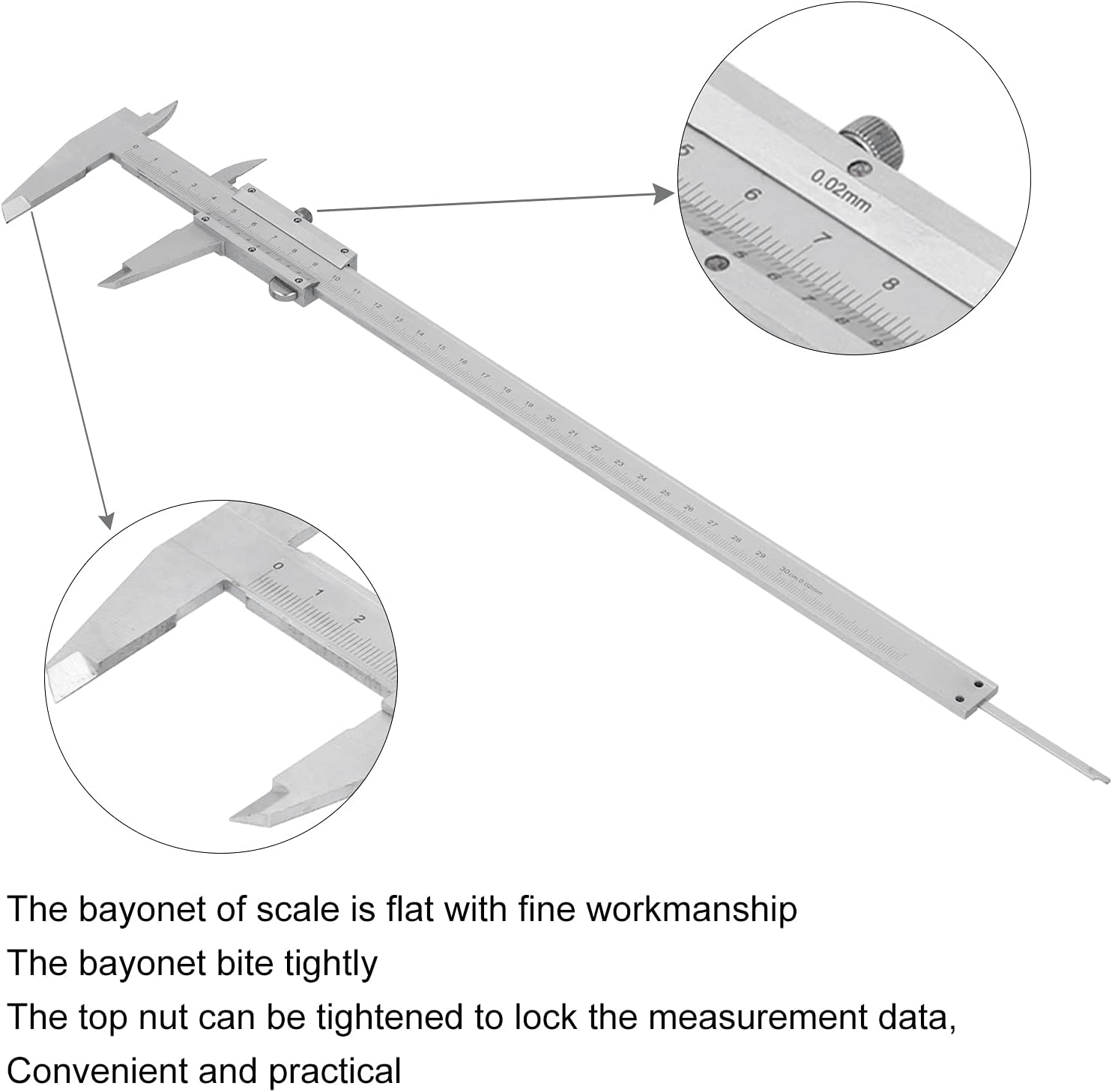 High Carbon Steel Vernier Scale Ruler Tool for Workpieces Width, Accurate Reading, Fine Workmanship, 0 to 300Mm Measurement Gauge (0-300Mm)