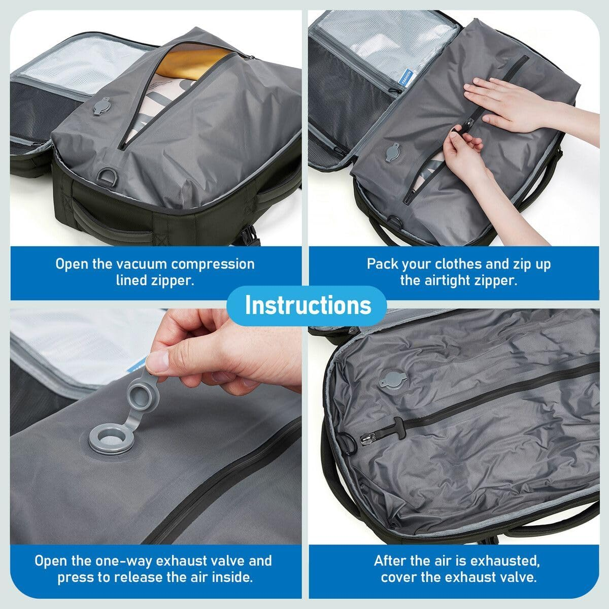 Vacuum Compression Travel Backpack Expandable Carry on Backpack Waterproof Bag Ideal for Laptop Travel Business Camping 22L-45L Army Green image number 3