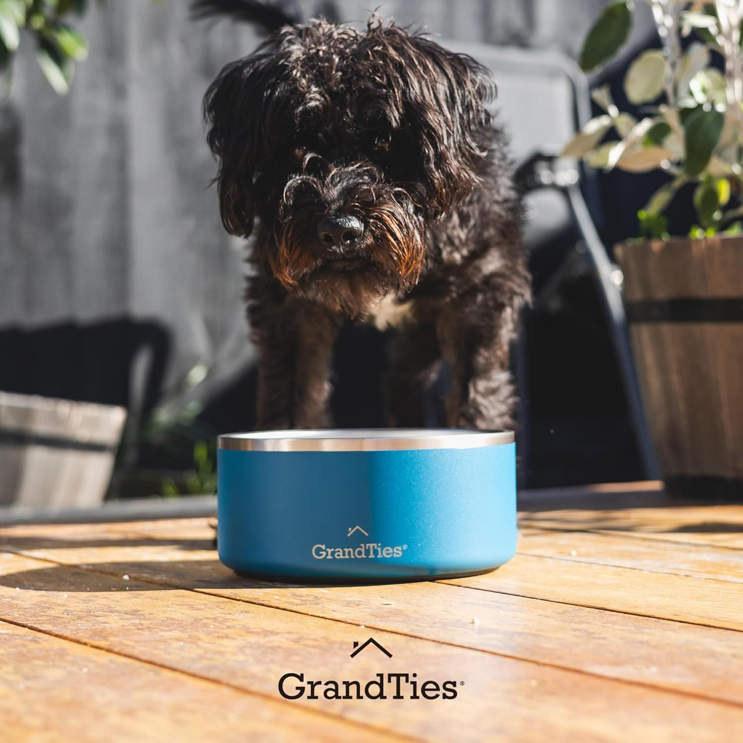 Grandties Stainless Steel Dog Bowl | Engraved Reusable Bpa-Free Insulated Cat & Dog Bowls | Large Heavy Duty Non Skid Spill Proof Dog Bowl | Outdoor Dog Water Bowl (Cobalt Blue, 64Oz) image number 1