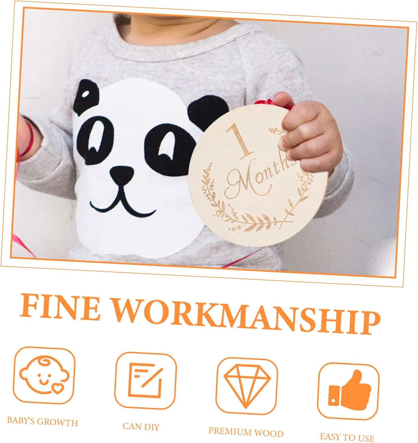 Gadpiparty 13Pcs Wooden Slices Newborn Milestone Cards for Monthly Growth Cards DIY Wooden Chips for Shower Decor image number 1