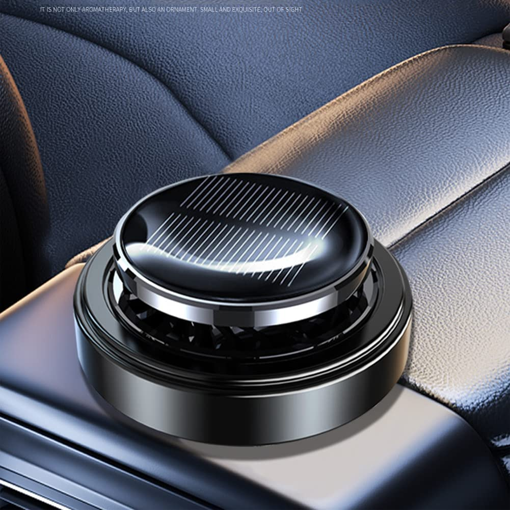 Solar Energy Powered Car Air Freshener DIY Natural Essential Oil Diffuser Car Perfume Scent Fragrance Air Purifier Rotating Relieve Fatigue Car Aromatherapy Diffuser for Home Office Car Decorations, Best Gifts for Men Car (Essential Oil Excluded) - Black image number 3