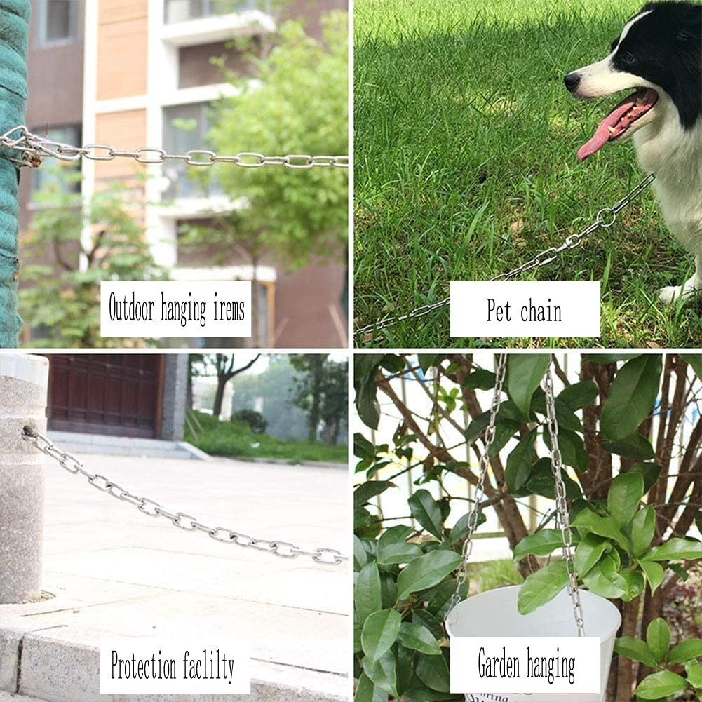 4 Meters Long 2Mm Thick Stainless Steel Chain Swing Chain Clothesline Chain Hanging Basket Chain Fence Chain Indoor Outdoor Hardware Accessories Maximum Work Load 35Kg(2Mm-4 Meters)