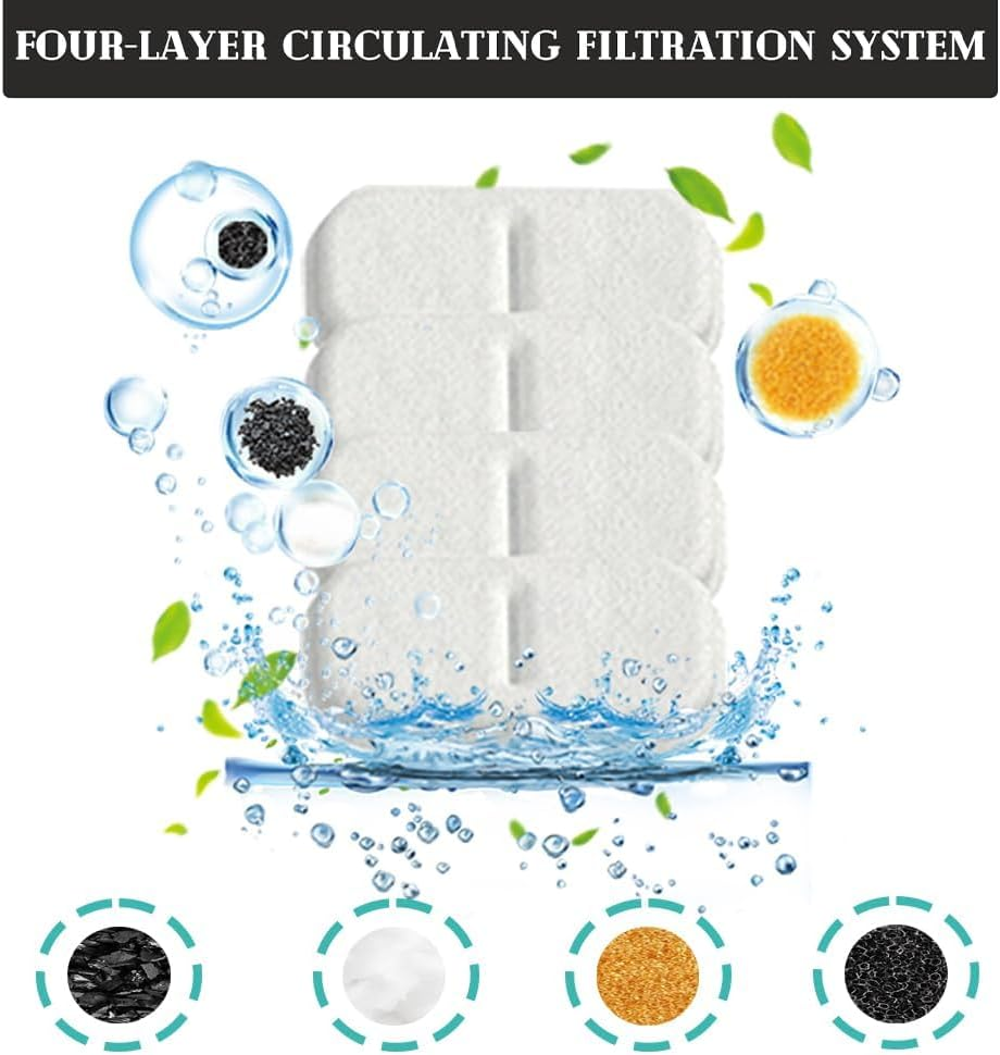 12 Pack Replacement Filters for 3.2L & 3L Premium Pet Water Fountain, Cat Water Fountain Filters