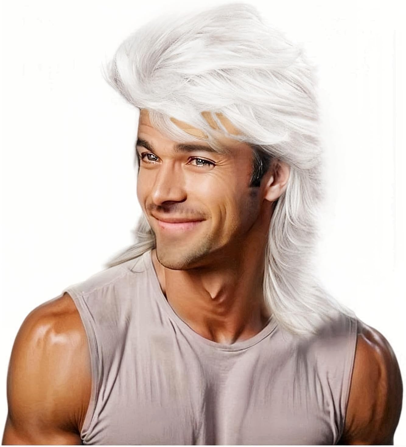 Sabosi Mullet Wig Orange 80S Men Wig,Punk Rocker Hair Party Daily Halloween Costumes Long Wigs