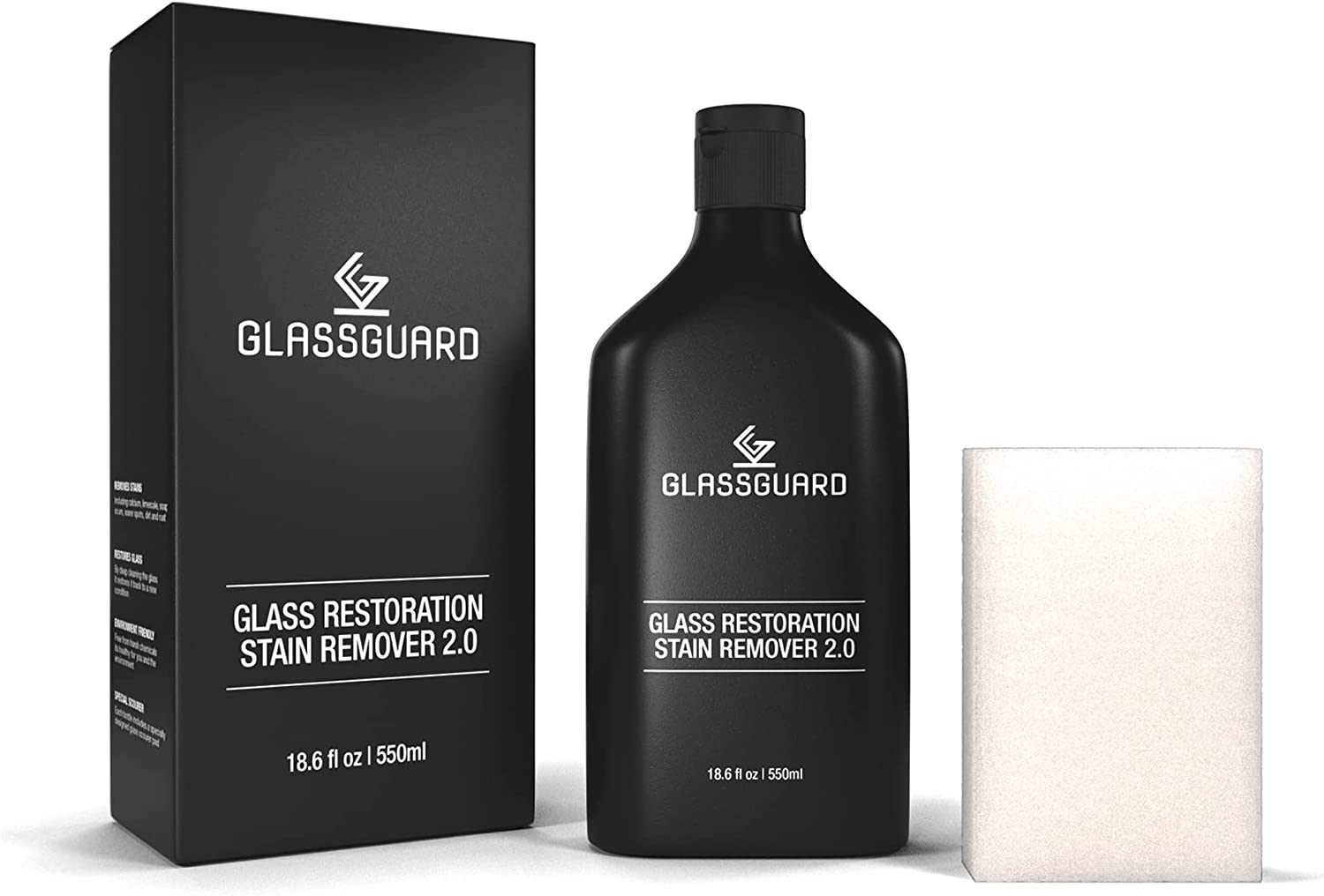 GLASSGUARD Glass Restoration Stain Remover to Clean Shower Doors | Glass Cleaner for Hard Water Stains, Water Spot, Soap Scum & Limescale | 250ML