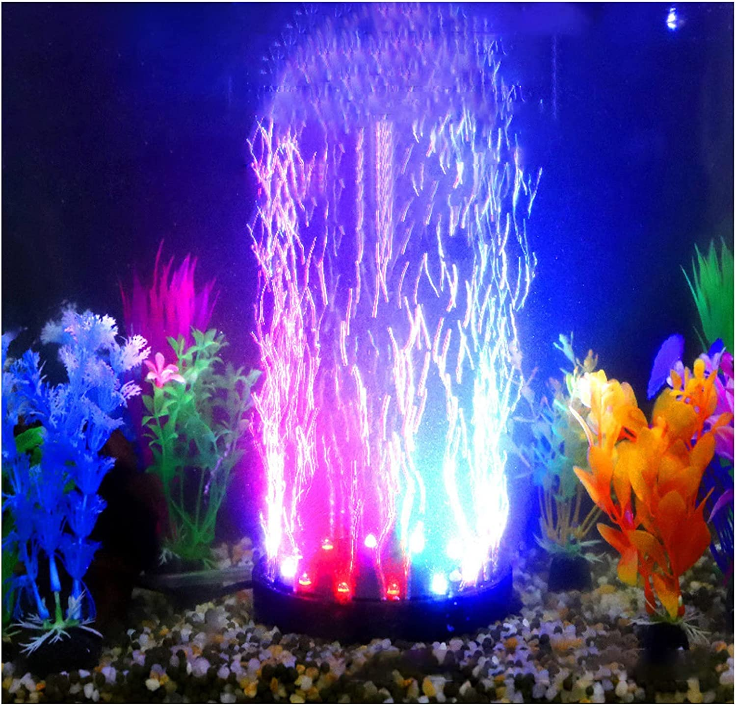 4.92 Inch 12 Leds Fish Tank Light, Bubbler Stone, LED Aquarium Lights, Air Stone Disk, Submersible Fish Tank Aquarium Decorations Accessories, Underwater round Small Bubbles Lamp Connect to Air Pump image number 3