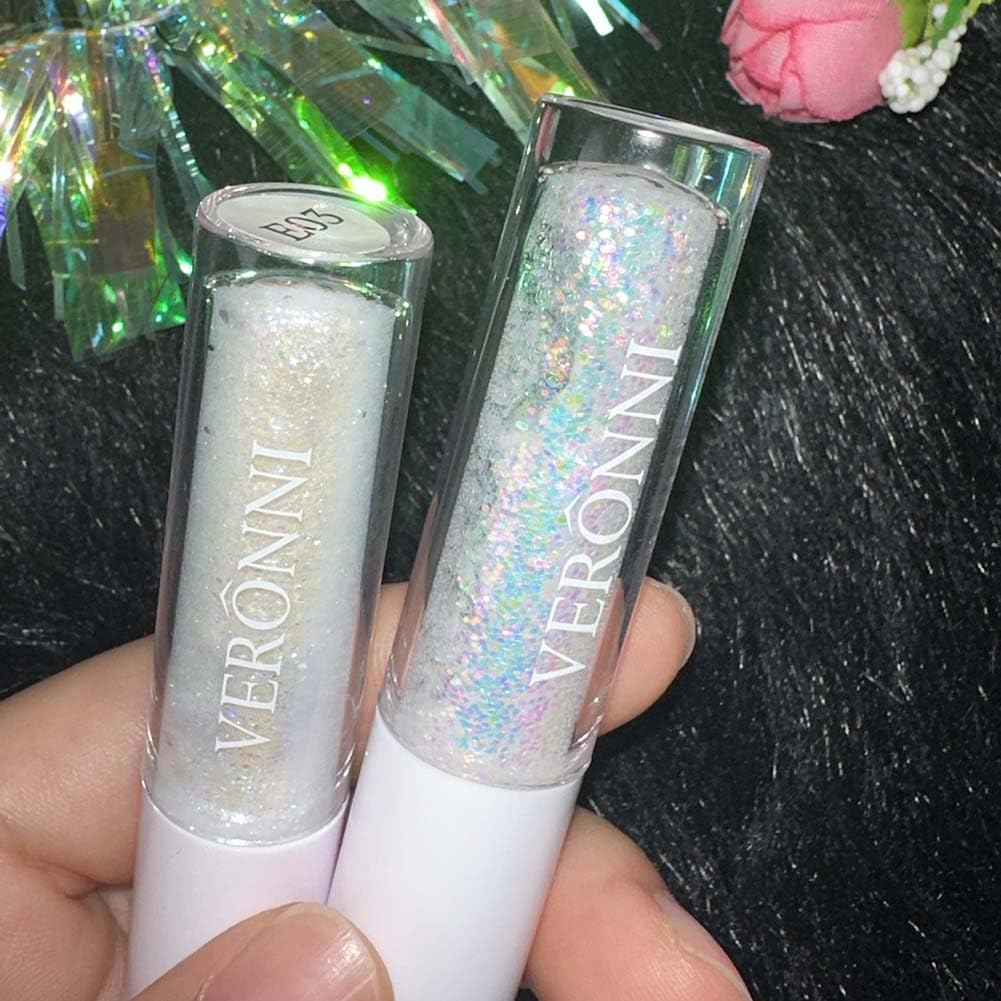 Liquid Glitter Eyeshadow 2Pcs,Glitter Eyeshadow Makeup Kit,Shimmer Liquid Eye Shadow Stick,Waterproof Long Lasting Shiny Colorful Glitter Eye Shadow for Women (#01#03) - (0204) image number 5