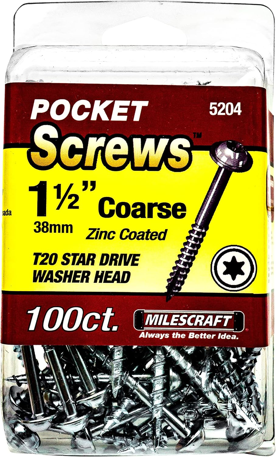 Milescraft SQD Pocket Coarse Wood Screw 50-Pieces, 8G X 50 Mm Size image number 4