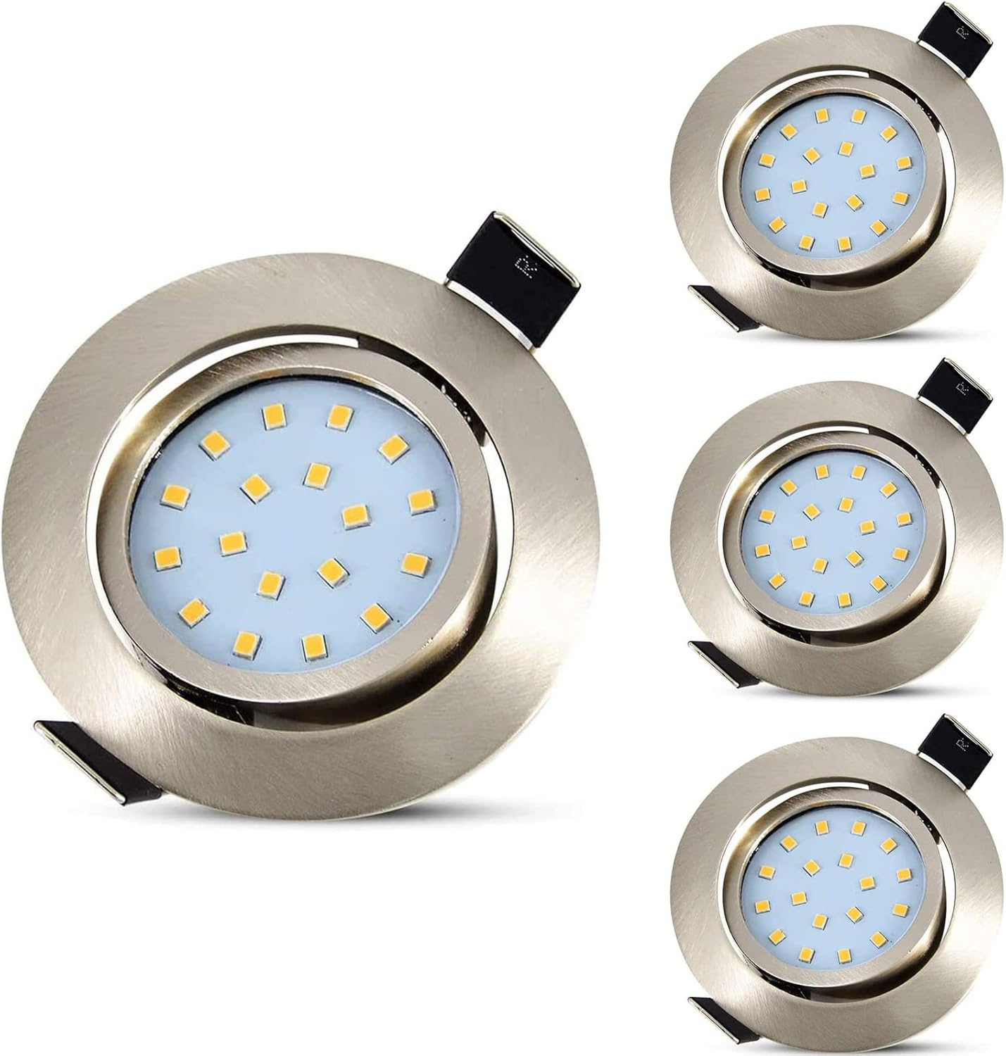 Allesgute 4X LED Downlights Ultra Slim Recessed Ceiling Lights Brushed Chrome Spotlights Tilt LED down Lights 5W 240V Cool White 6000K image number 1