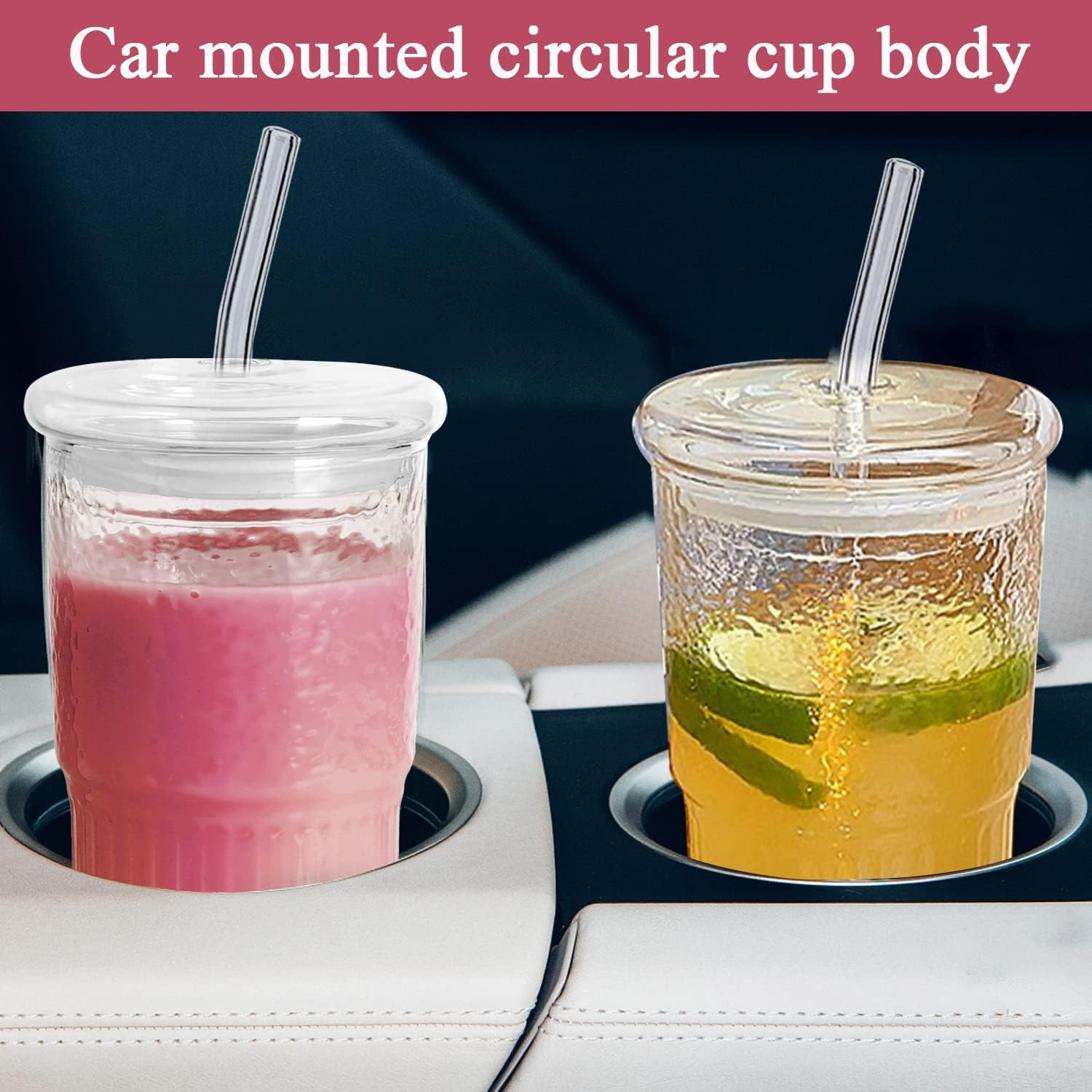 2 Packs 20 Oz Glass Cups with Lids and Straws, Glass Coffee Tumbler, Tumbler Water Glass, Water Bottle, Thick Wall Glass Coffee Mug Iced Tea Cup (Clear (2Pcs 20Oz)) - Transparent image number 3