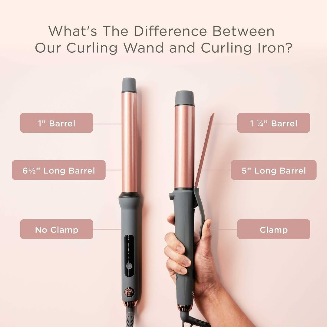 Hairitage Extra-Long 1 Inch Ceramic Tourmaline Curling Iron Wand for Long Hair - Smooth, Shiny, Voluminous Curls - Extra Long Barrel for Medium to Long Hair - No Clamp for Quick Styling - 450 Degrees image number 4