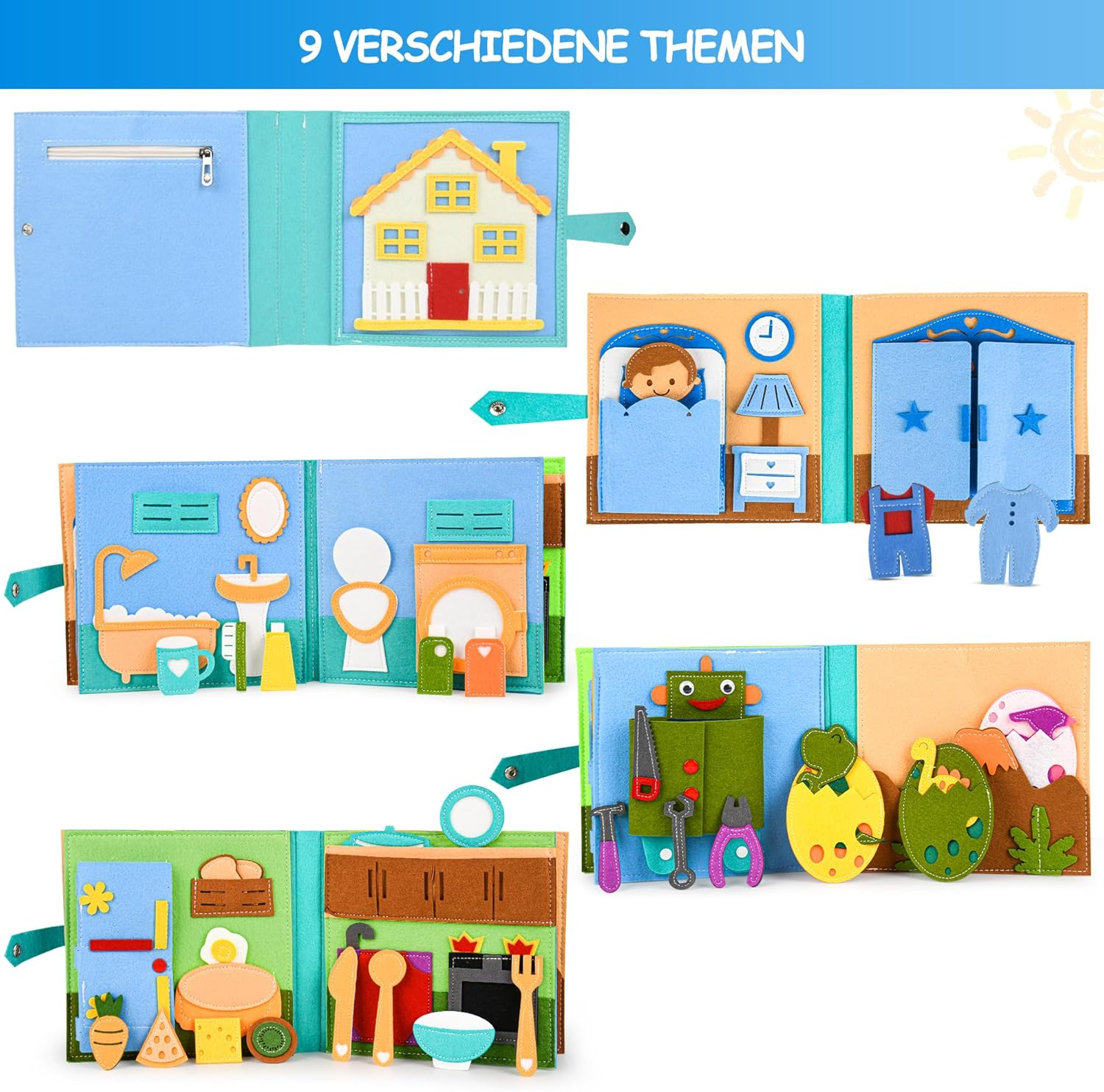 Busy Board, Toddler Travel Toys, Quiet Book, Sensory Toys for Toddlers 2 3 4, Montessori Toys for Toddler Activities Board, Educational Toys for 2 Year Old Girls Boys Gift image number 3