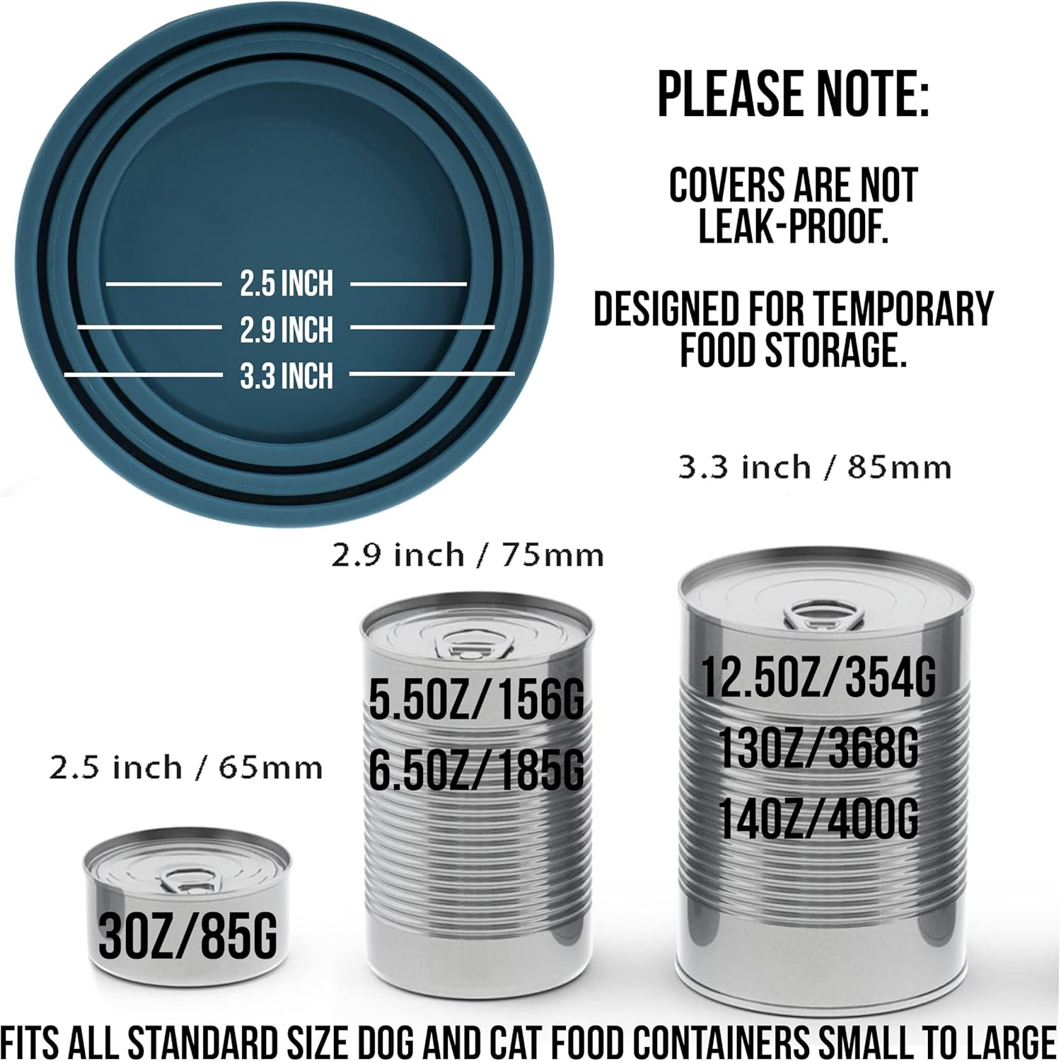 OHMO 3 Pack Dog Food Can Lids, (3, 12, 14Oz Etc.) Universal Size Silicone Covers for Cat and Dog Food, Dark Blue image number 2